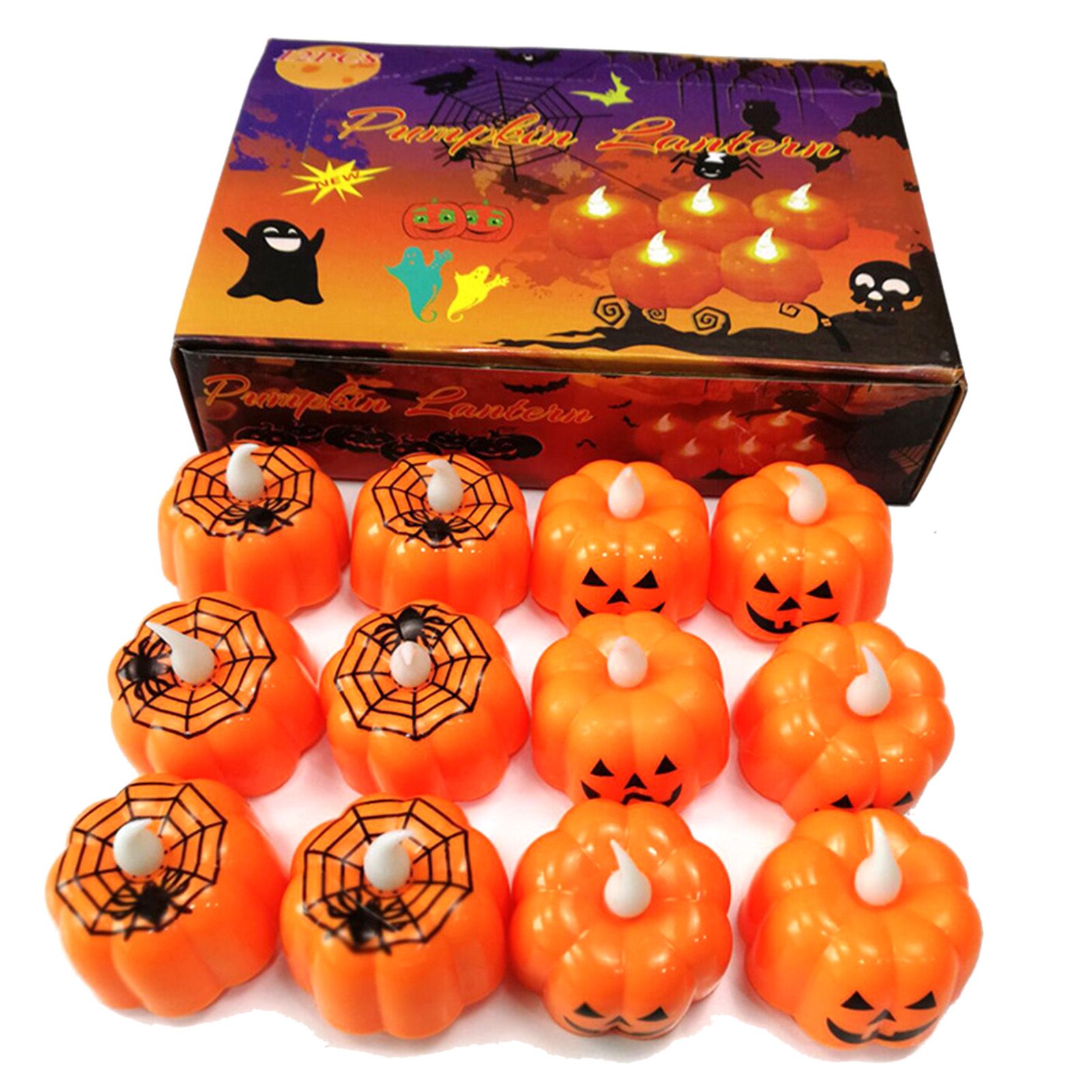 12PCS Pumpkin LED Candle Lights Battery Operated Pumpkin Flameless Candle view 3