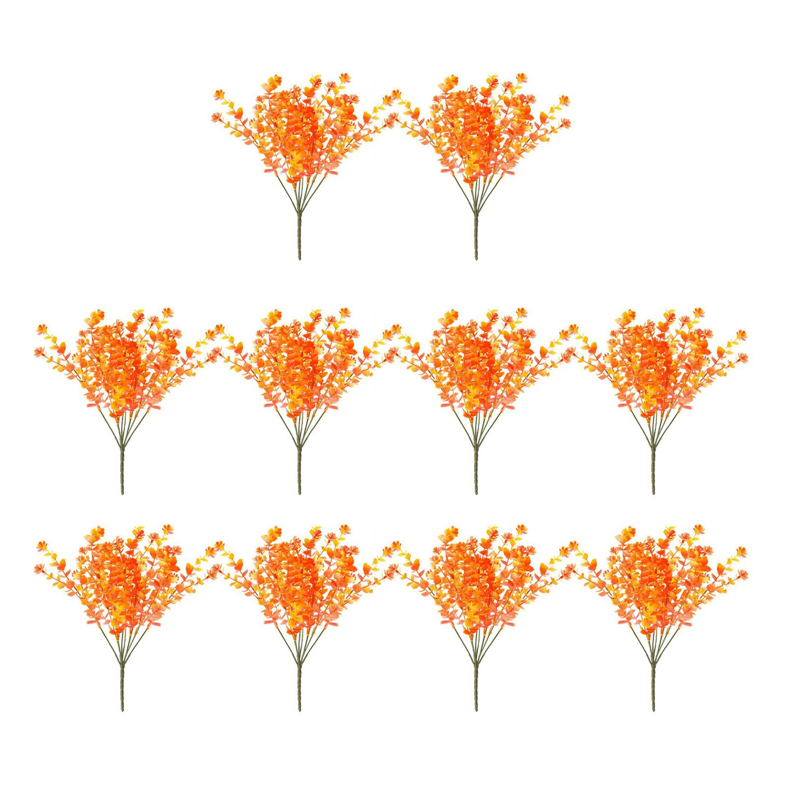 10 Pcs Artificial Fall Eucalyptus Decor 7 Fork Plastic Artificial Eucalyptus view 3