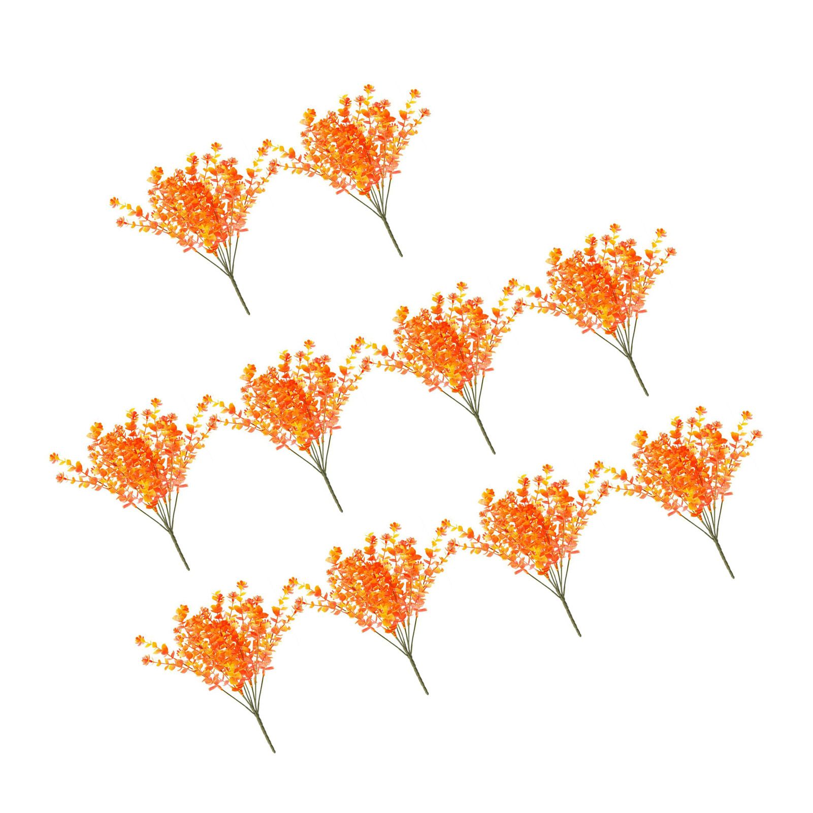 10 Pcs Artificial Fall Eucalyptus Decor 7 Fork Plastic Artificial Eucalyptus view 6