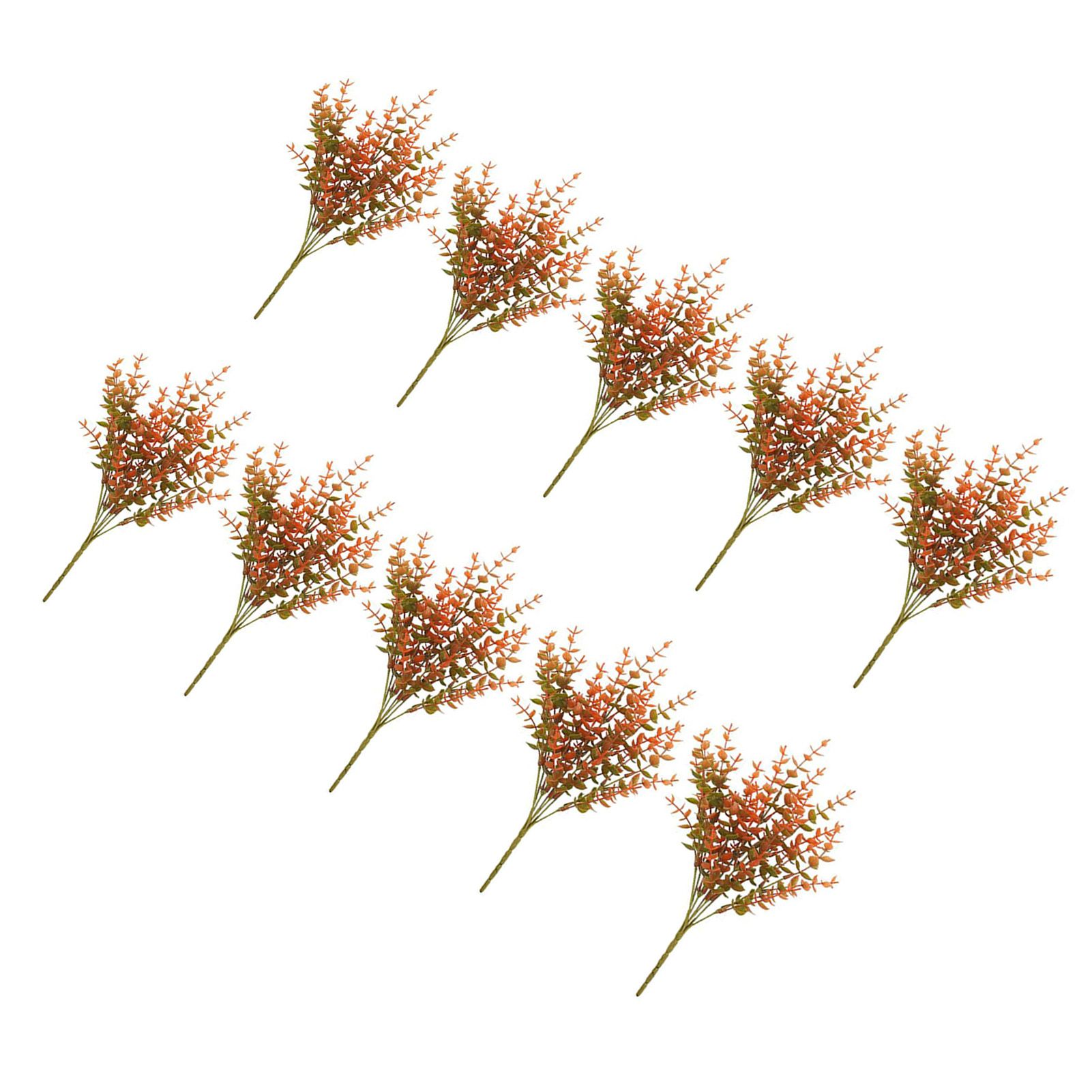 10 Pcs Artificial Fall Eucalyptus Decor 7 Fork Plastic Artificial Eucalyptus — image 1