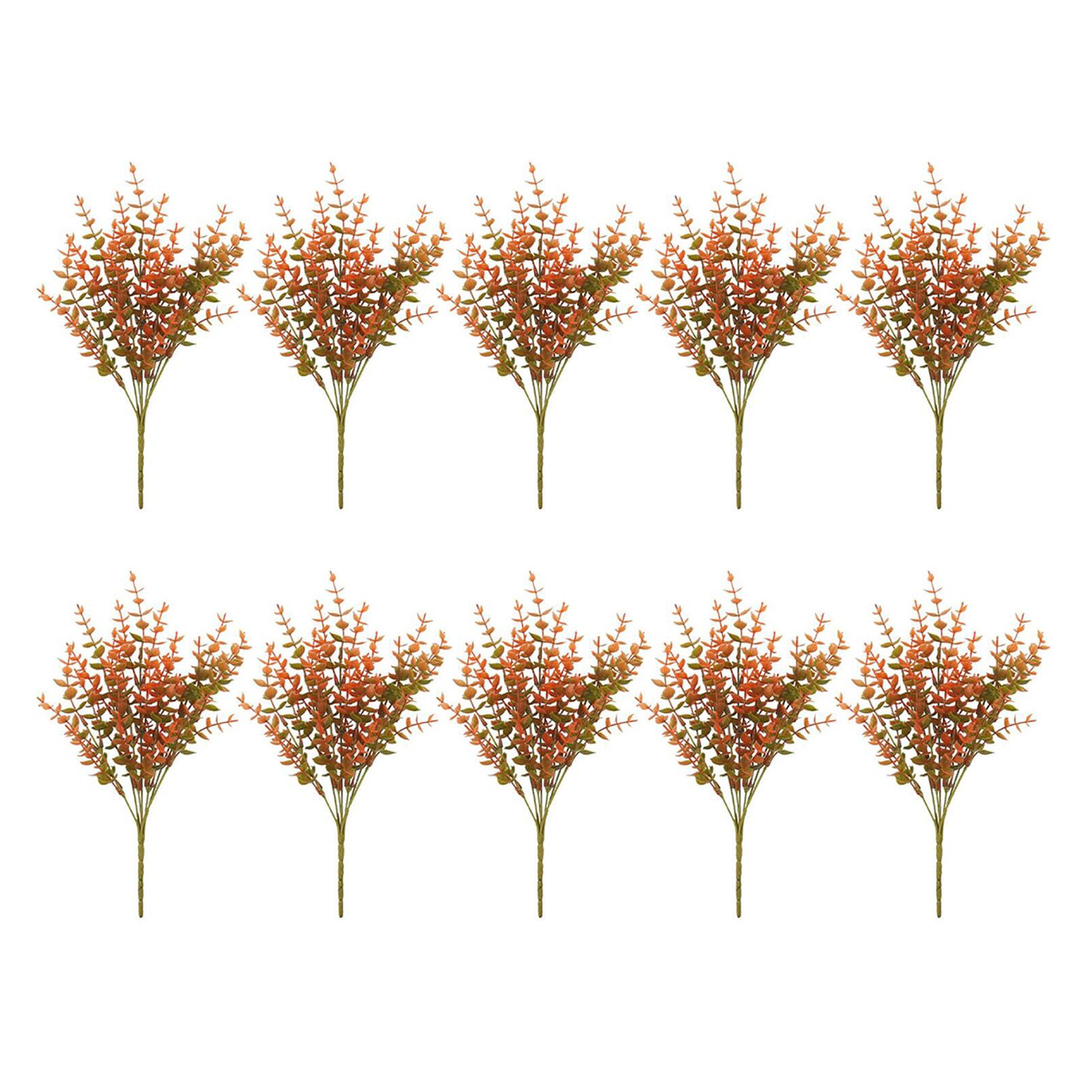 10 Pcs Artificial Fall Eucalyptus Decor 7 Fork Plastic Artificial Eucalyptus view 3