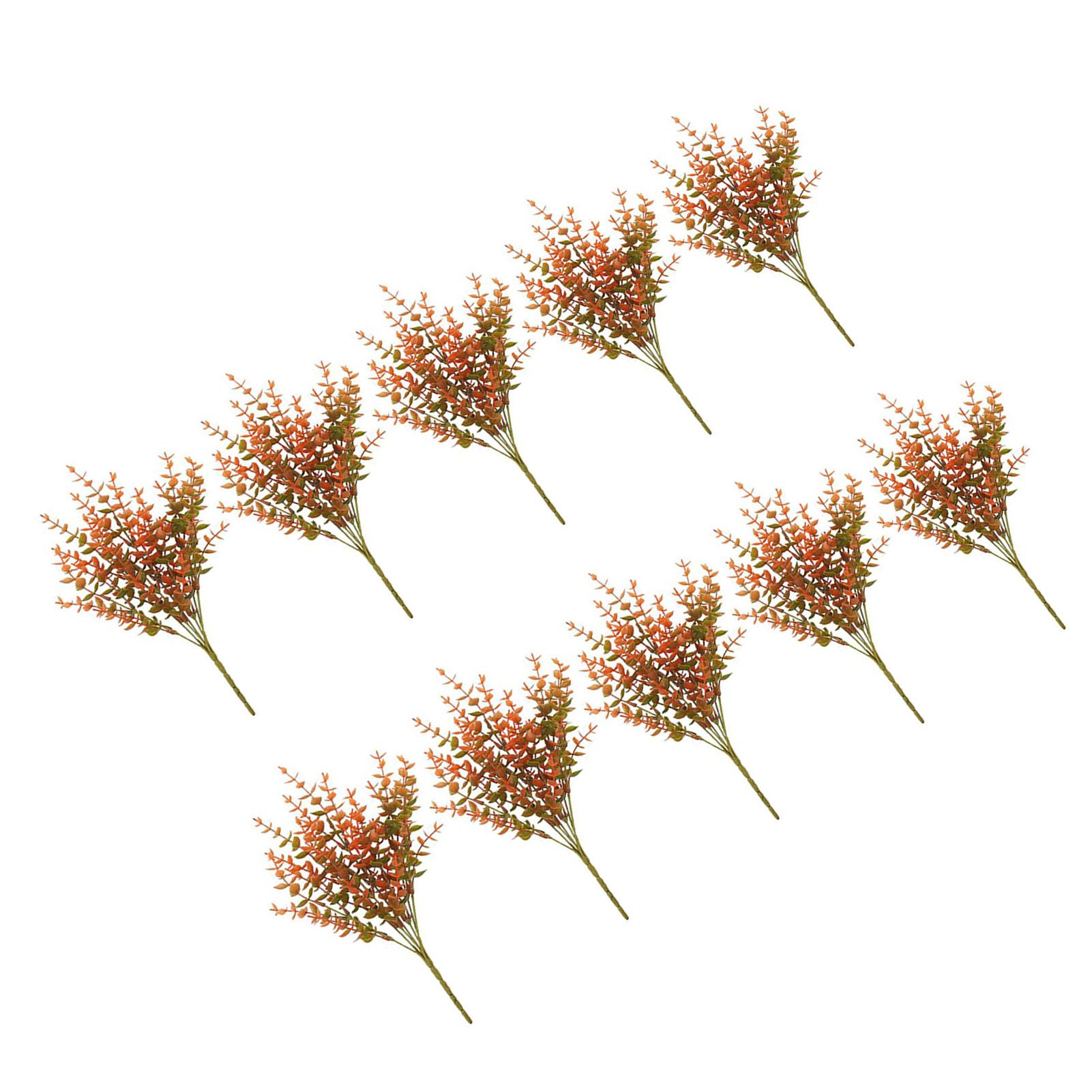 10 Pcs Artificial Fall Eucalyptus Decor 7 Fork Plastic Artificial Eucalyptus view 4