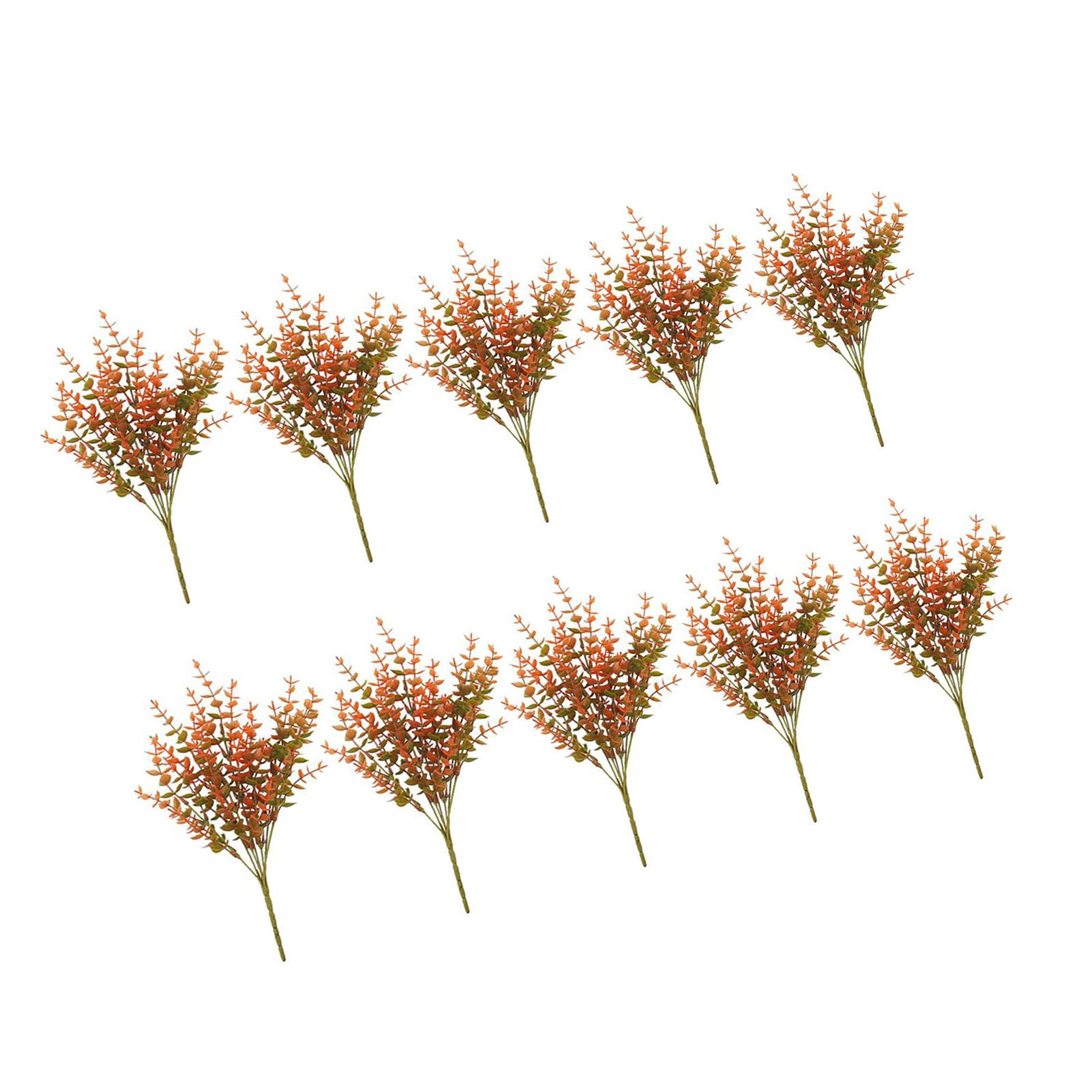 10 Pcs Artificial Fall Eucalyptus Decor 7 Fork Plastic Artificial Eucalyptus view 6