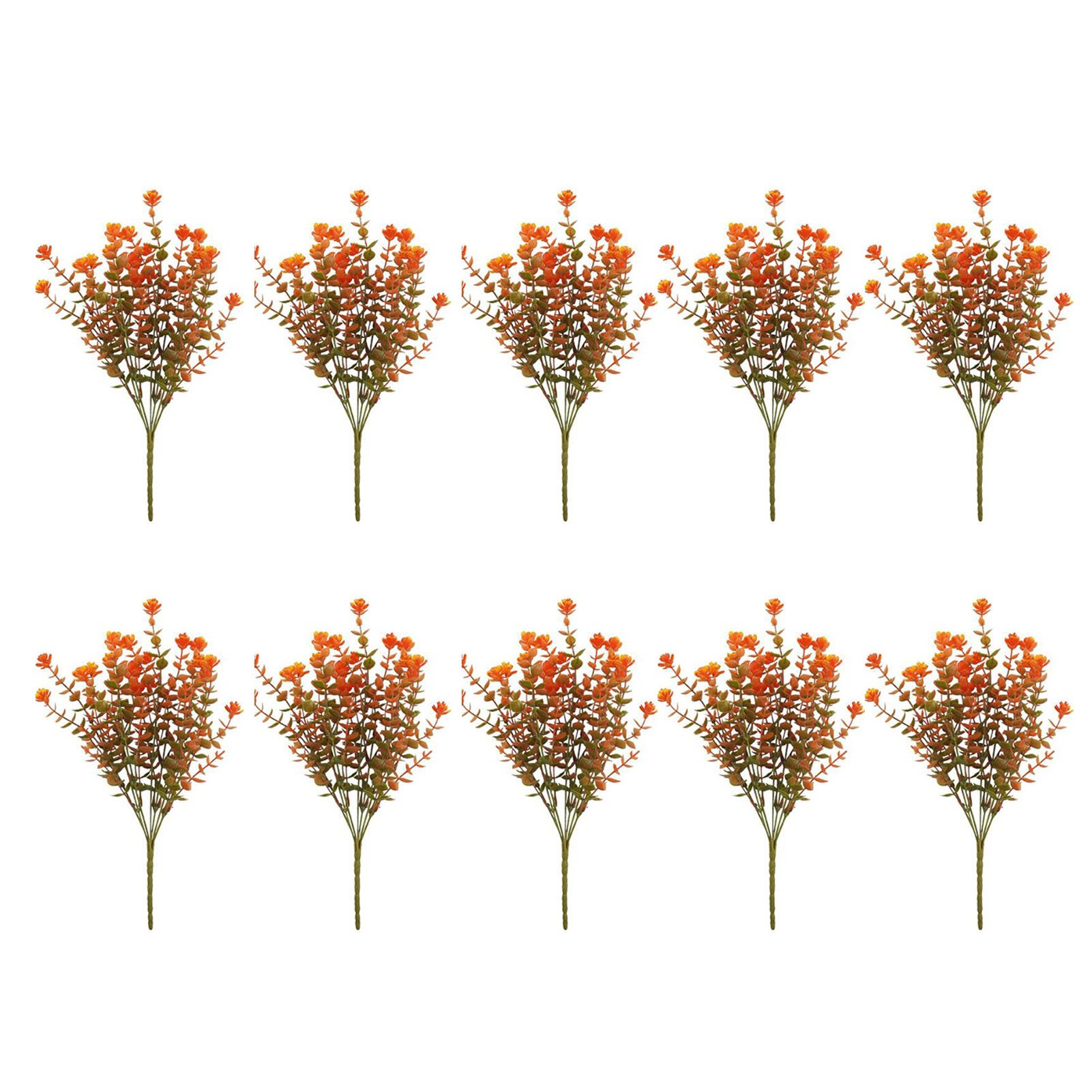 10 Pcs Artificial Fall Eucalyptus Decor 7 Fork Plastic Artificial Eucalyptus view 3