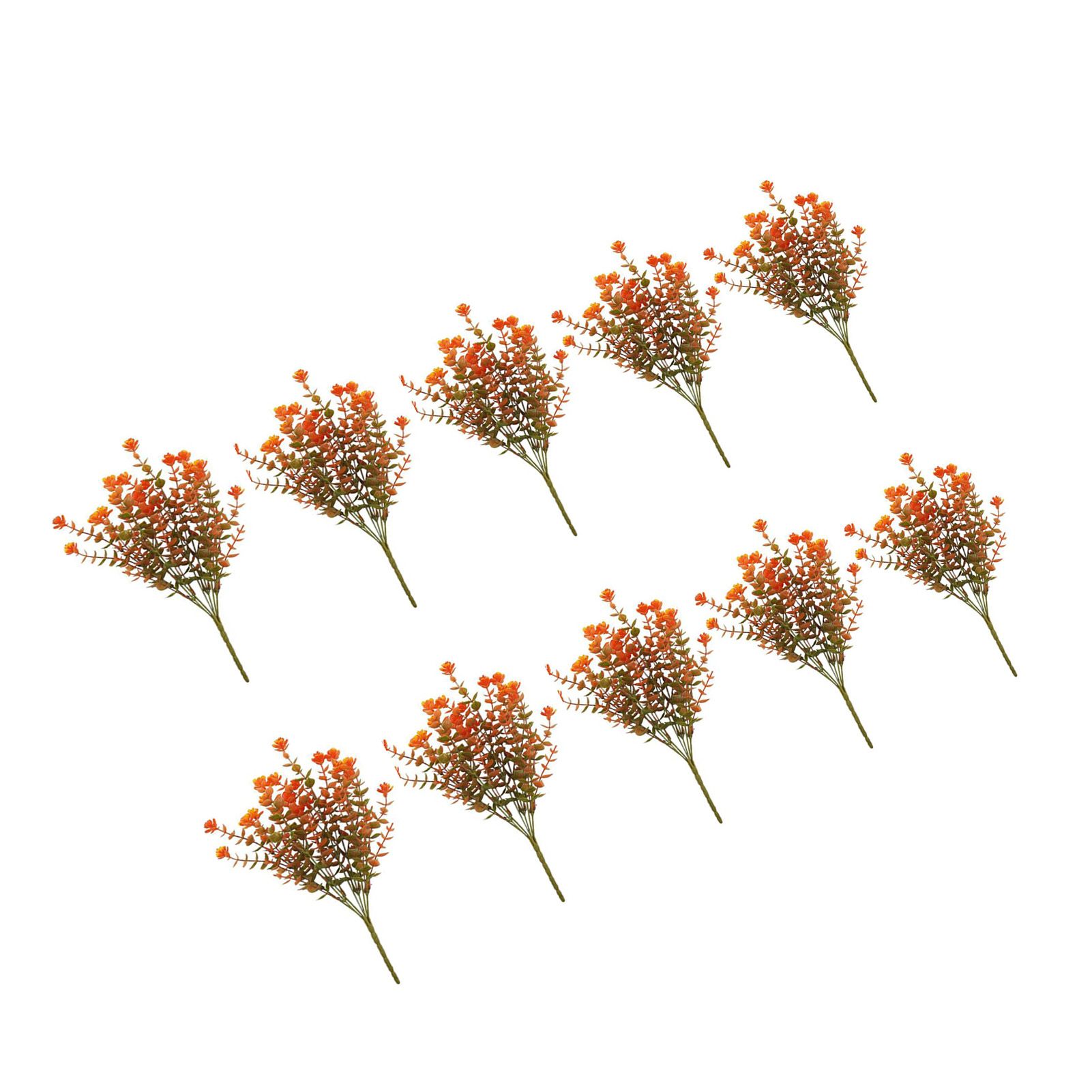 10 Pcs Artificial Fall Eucalyptus Decor 7 Fork Plastic Artificial Eucalyptus view 5