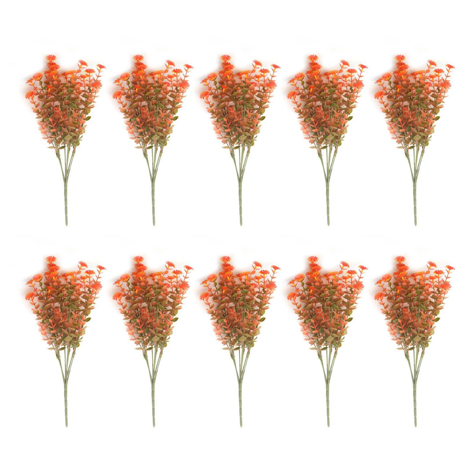 10 Pcs Artificial Fall Eucalyptus Decor 7 Fork Plastic Artificial Eucalyptus view 3