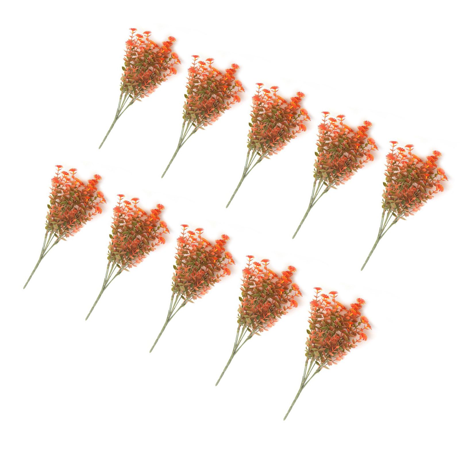 10 Pcs Artificial Fall Eucalyptus Decor 7 Fork Plastic Artificial Eucalyptus view 4