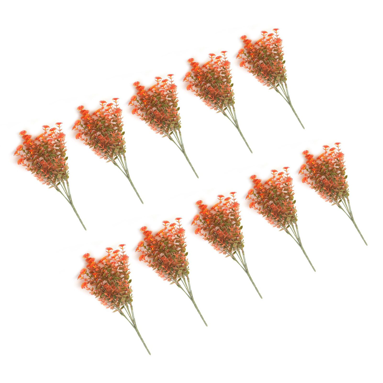 10 Pcs Artificial Fall Eucalyptus Decor 7 Fork Plastic Artificial Eucalyptus view 6