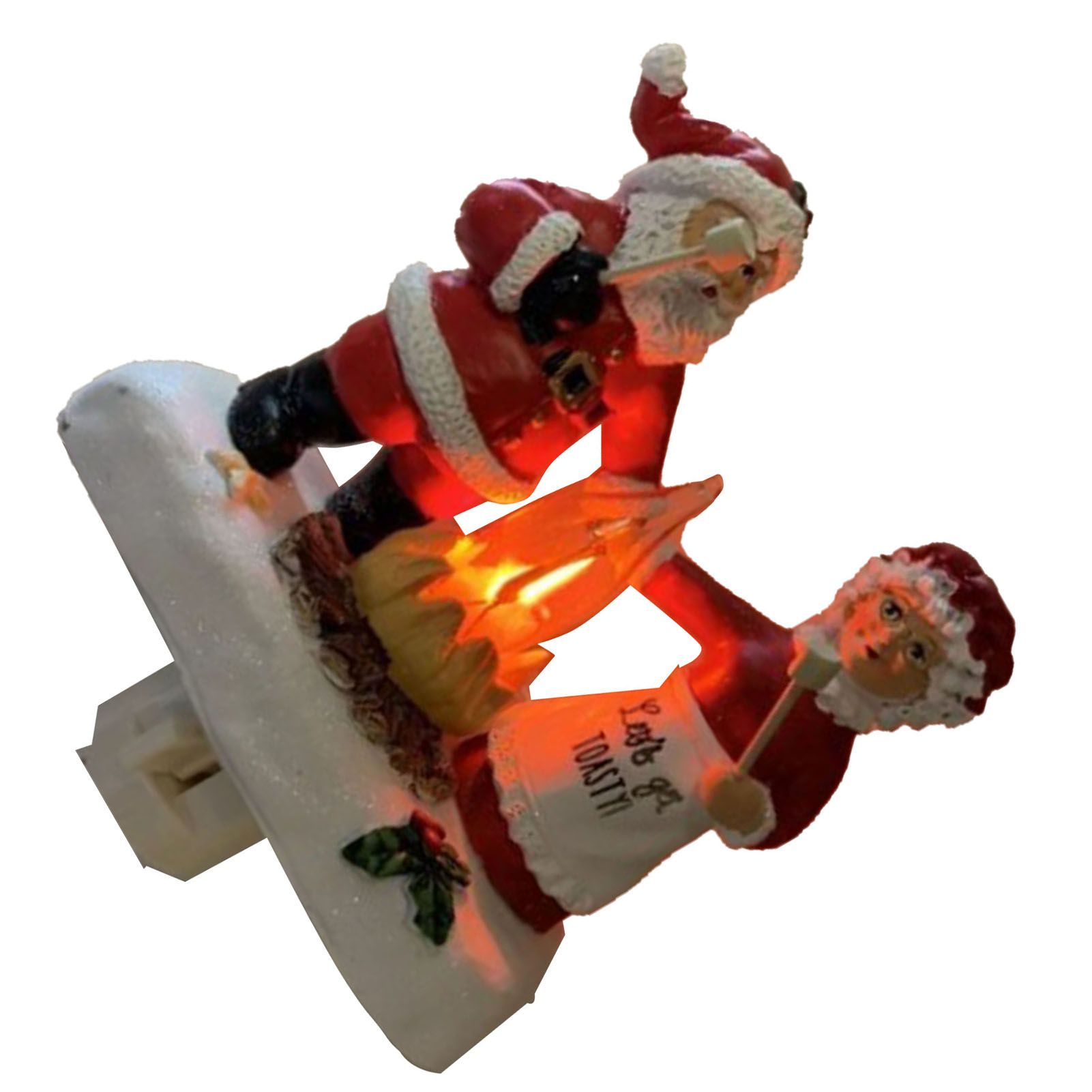 Xmas Night Light Flickering Campfire Effect Resin Plug In Night Lamp Holiday — image 1