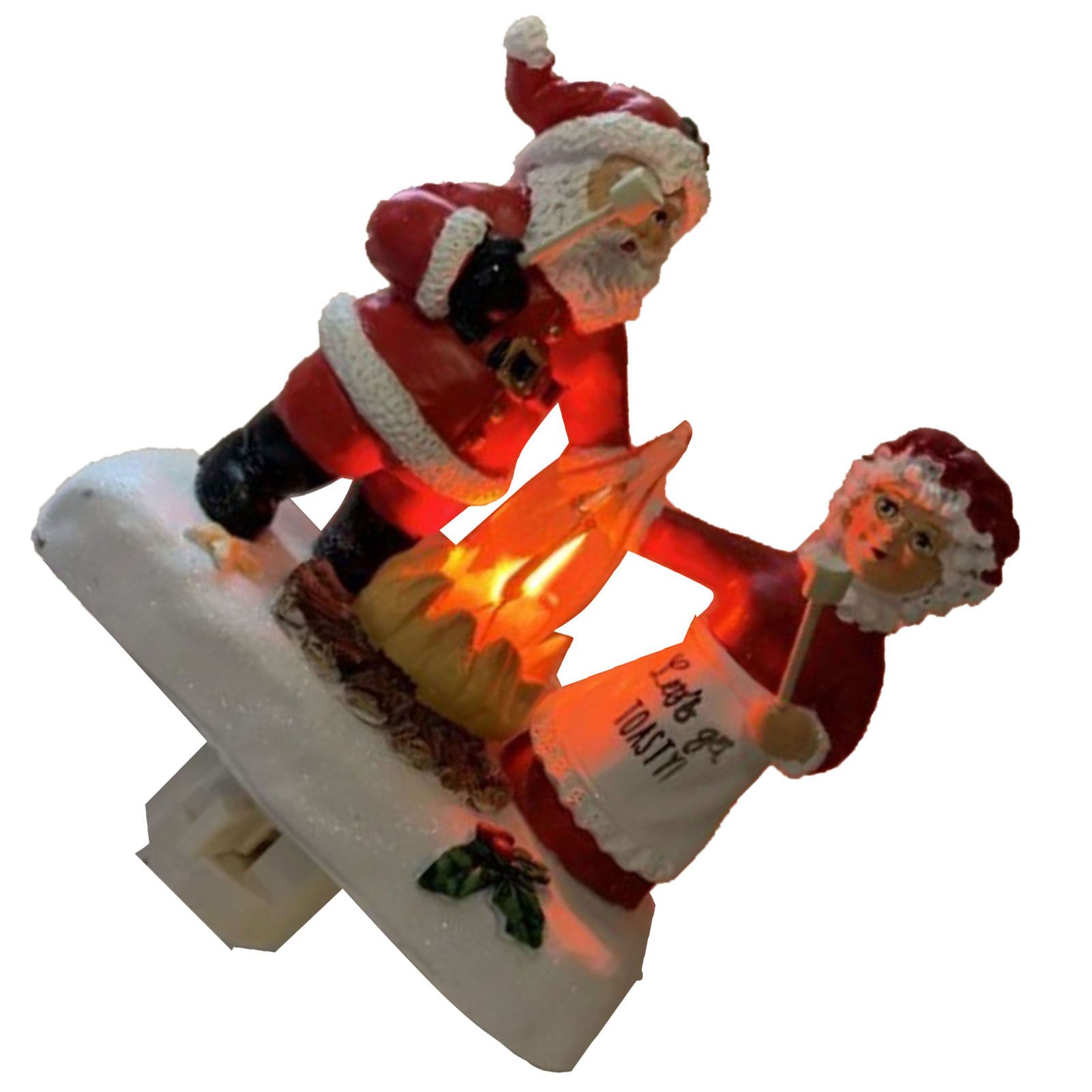Xmas Night Light Flickering Campfire Effect Resin Plug In Night Lamp Holiday view 4