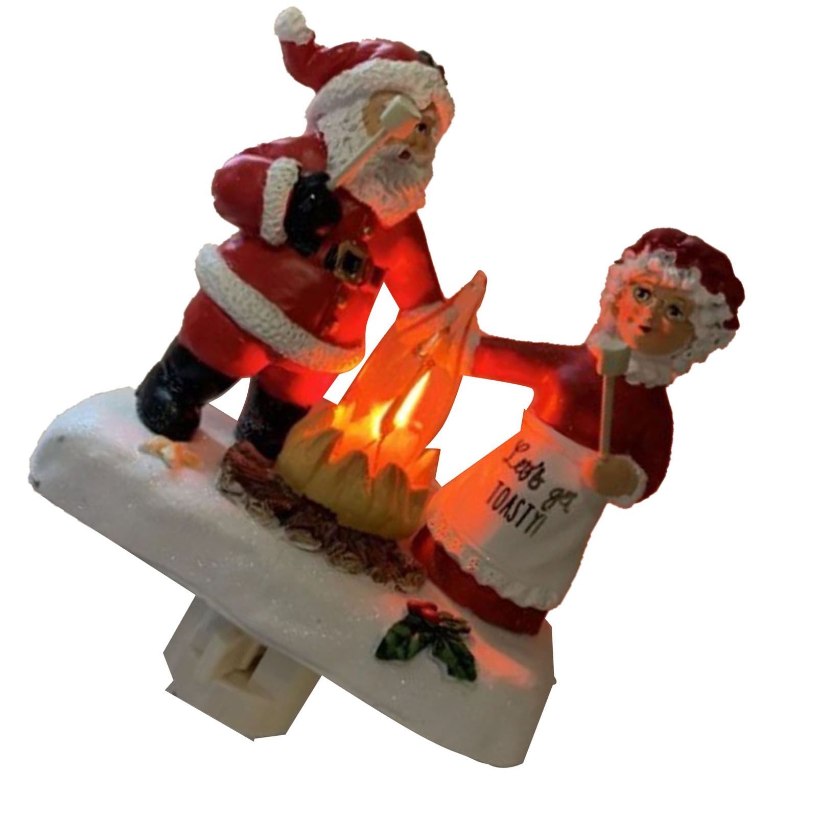 Xmas Night Light Flickering Campfire Effect Resin Plug In Night Lamp Holiday view 6