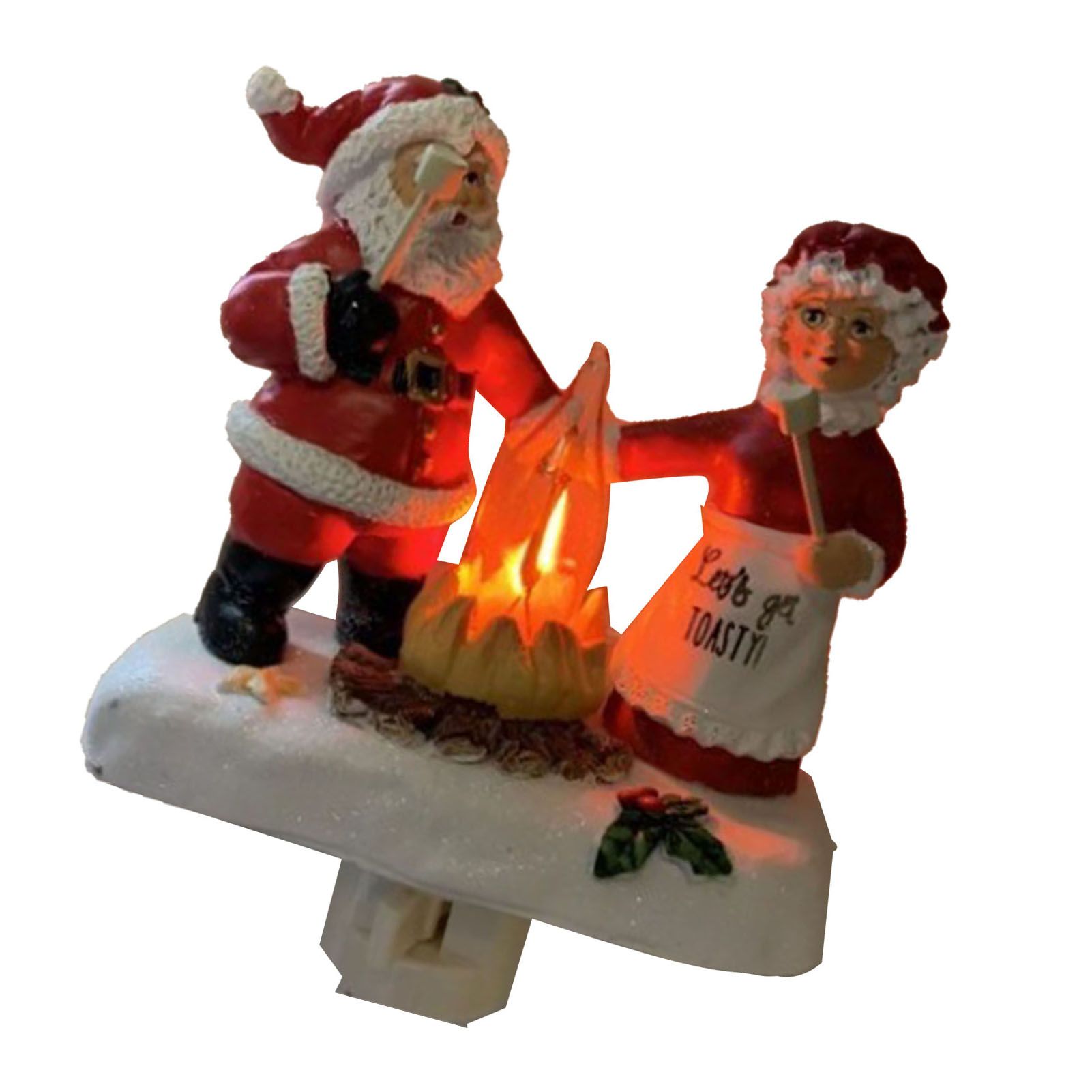 Xmas Night Light Flickering Campfire Effect Resin Plug In Night Lamp Holiday view 8