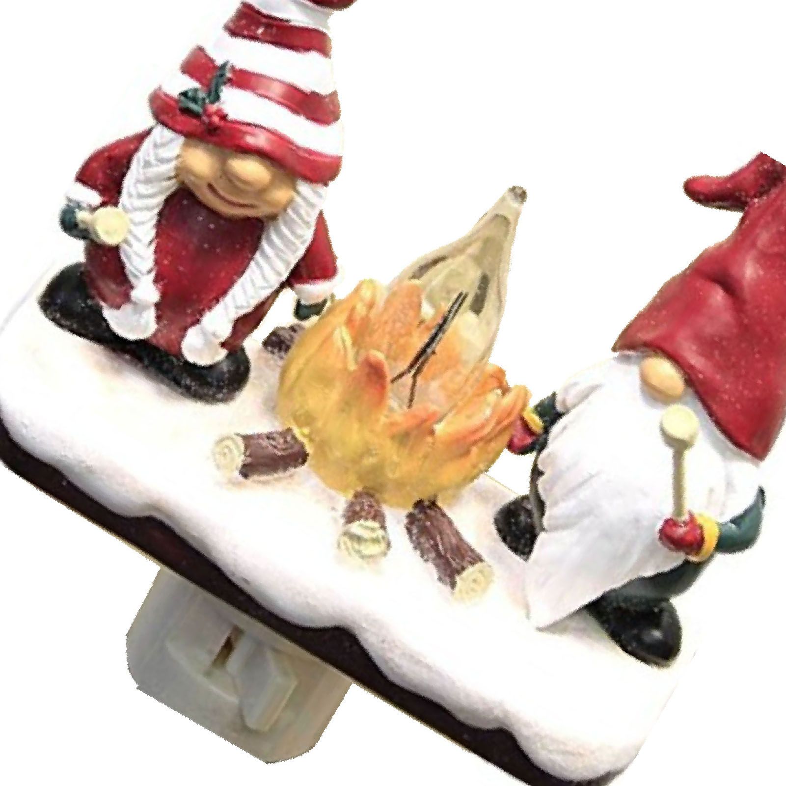Xmas Night Light Flickering Campfire Effect Resin Plug In Night Lamp Holiday — image 1