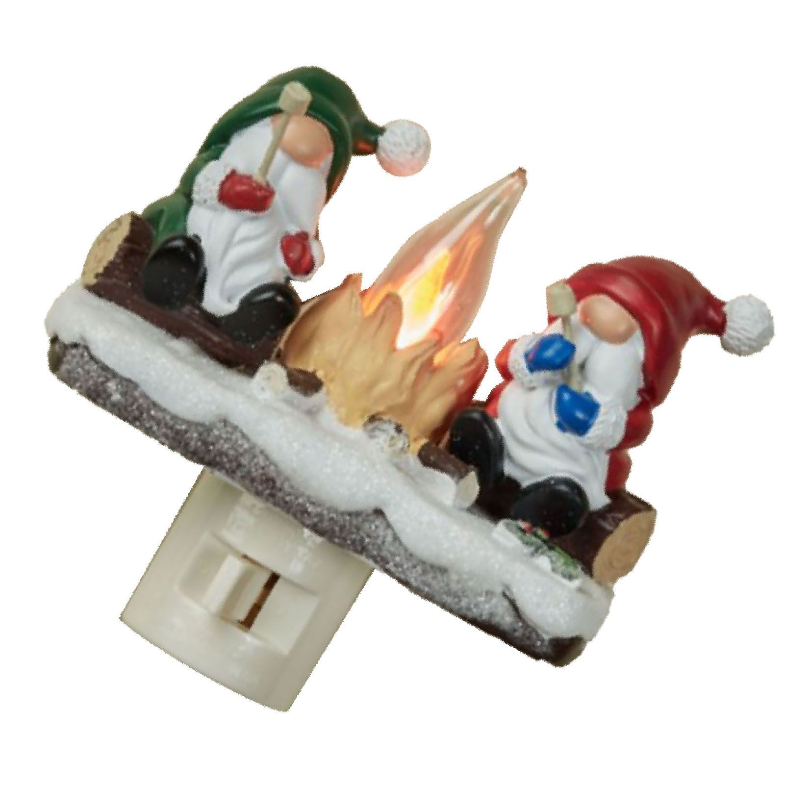 Xmas Night Light Flickering Campfire Effect Resin Plug In Night Lamp Holiday — image 1