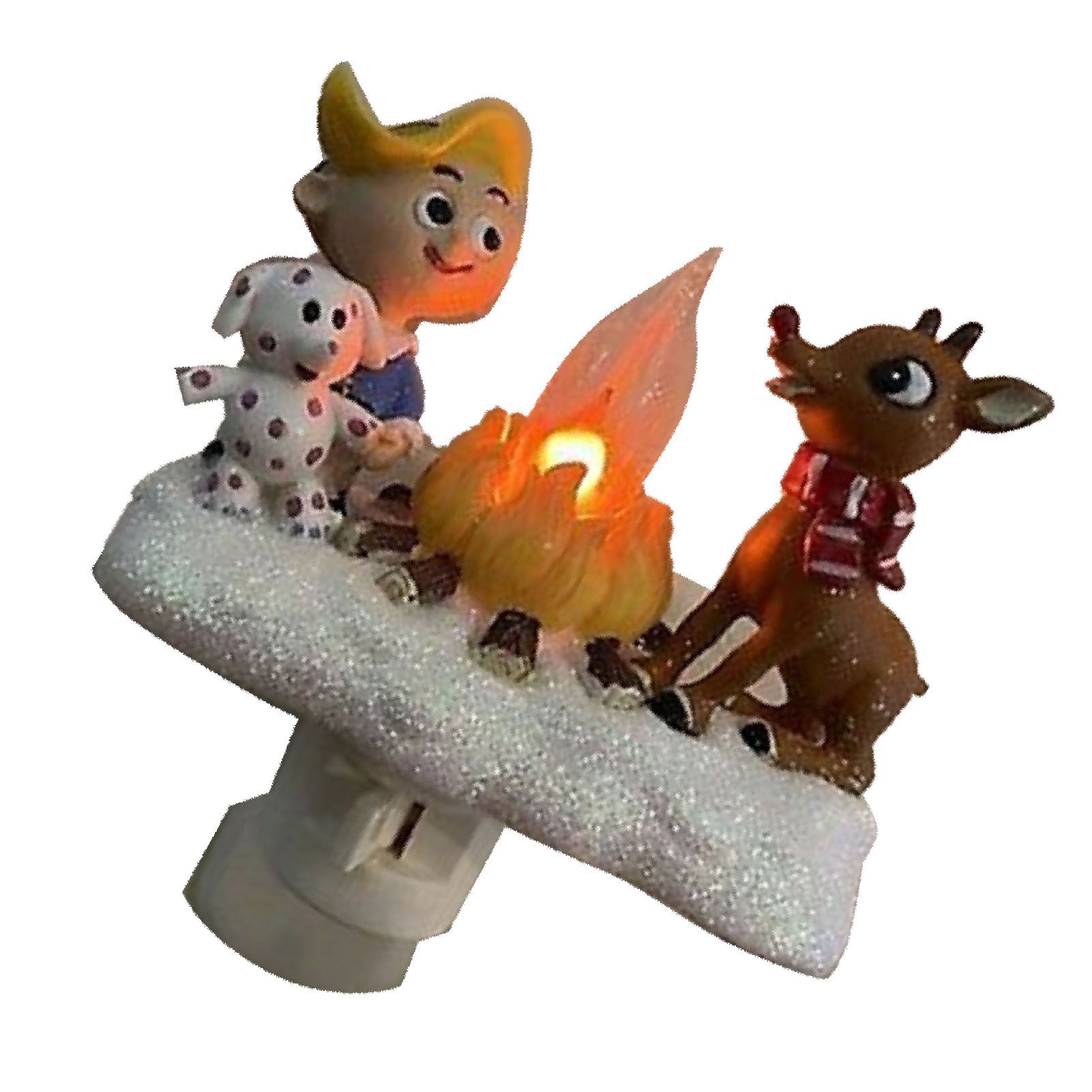 Xmas Night Light Flickering Campfire Effect Resin Plug In Night Lamp Holiday — image 1