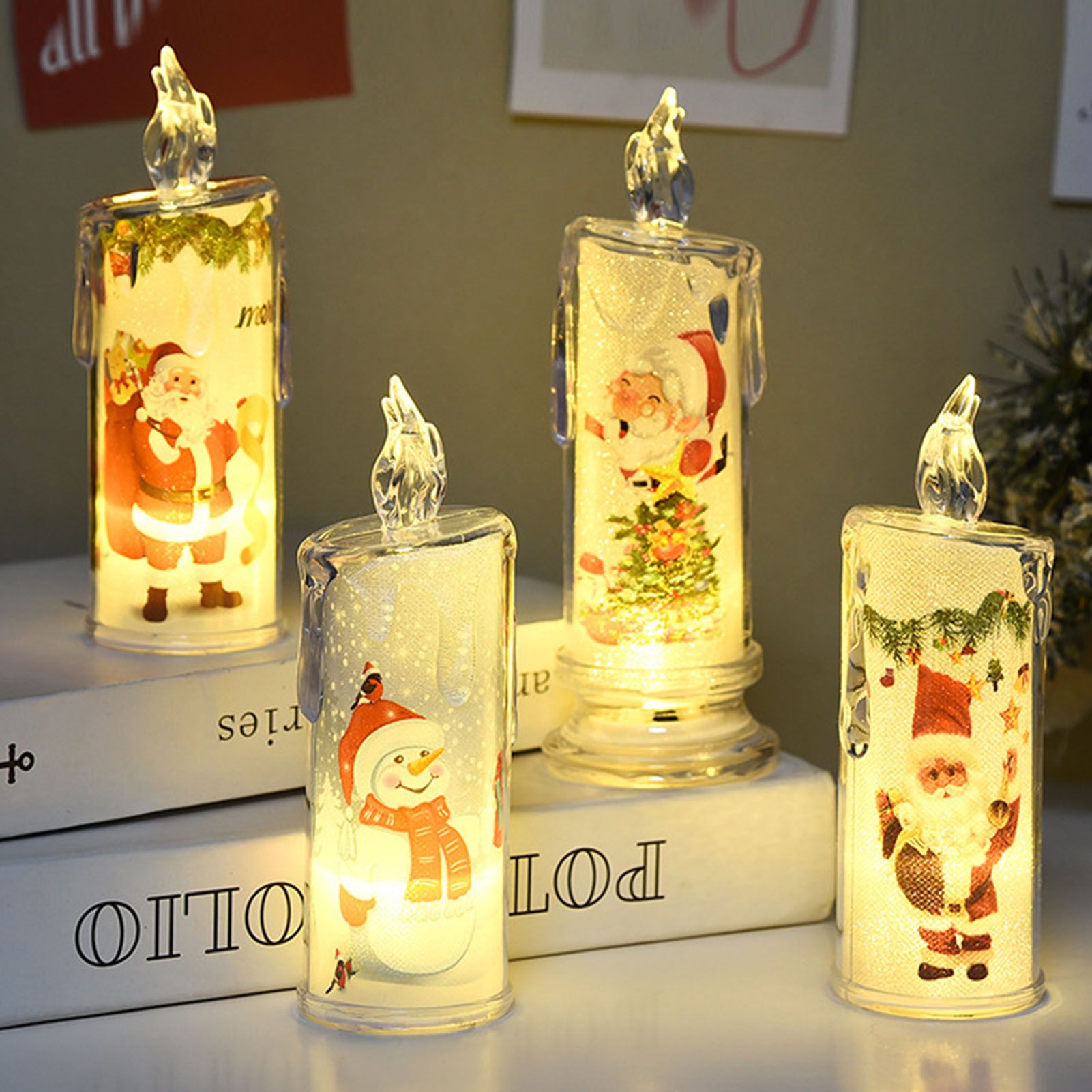 12PCS Candle Night Light Beautiful Print Pattern High Simulation Decorative — image 1