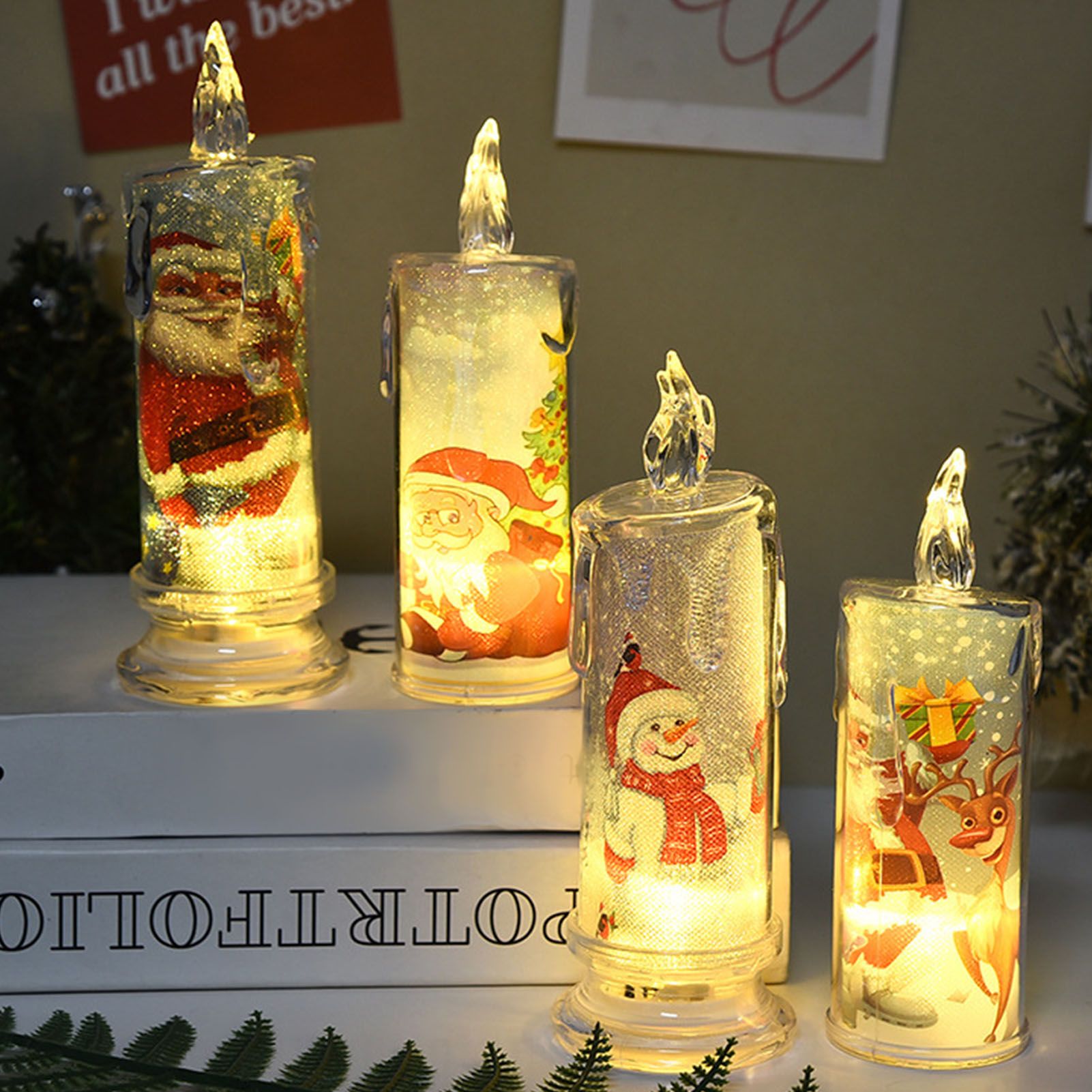 12PCS Candle Night Light Beautiful Print Pattern High Simulation Decorative view 3