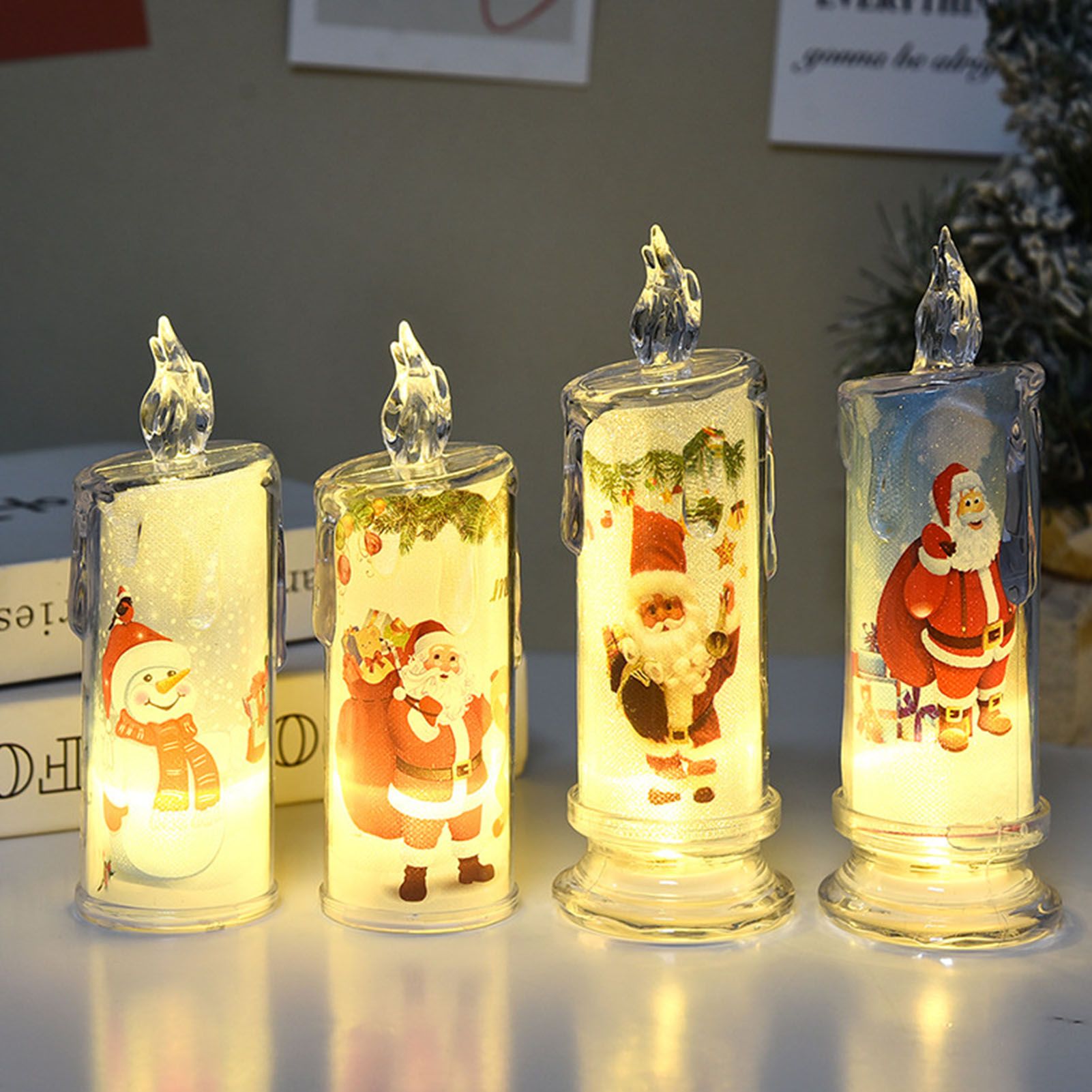 12PCS Candle Night Light Beautiful Print Pattern High Simulation Decorative view 4