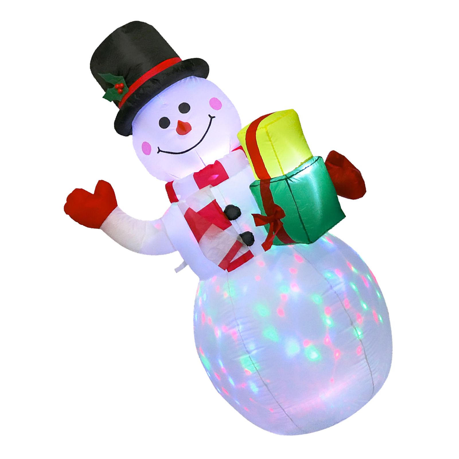 5FT Inflatable Snowman Decoration Blow Up Xmas Snowman with Colorful Lights — image 1