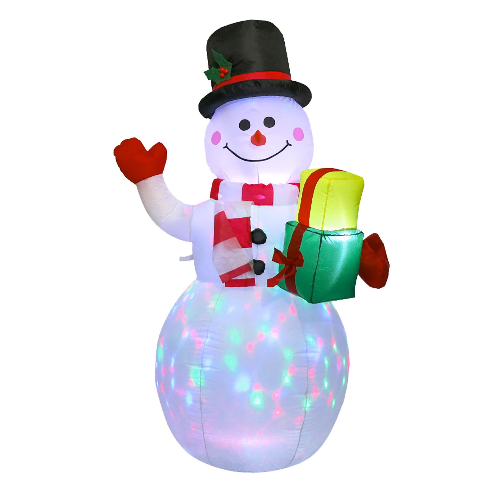 5FT Inflatable Snowman Decoration Blow Up Xmas Snowman with Colorful Lights view 3