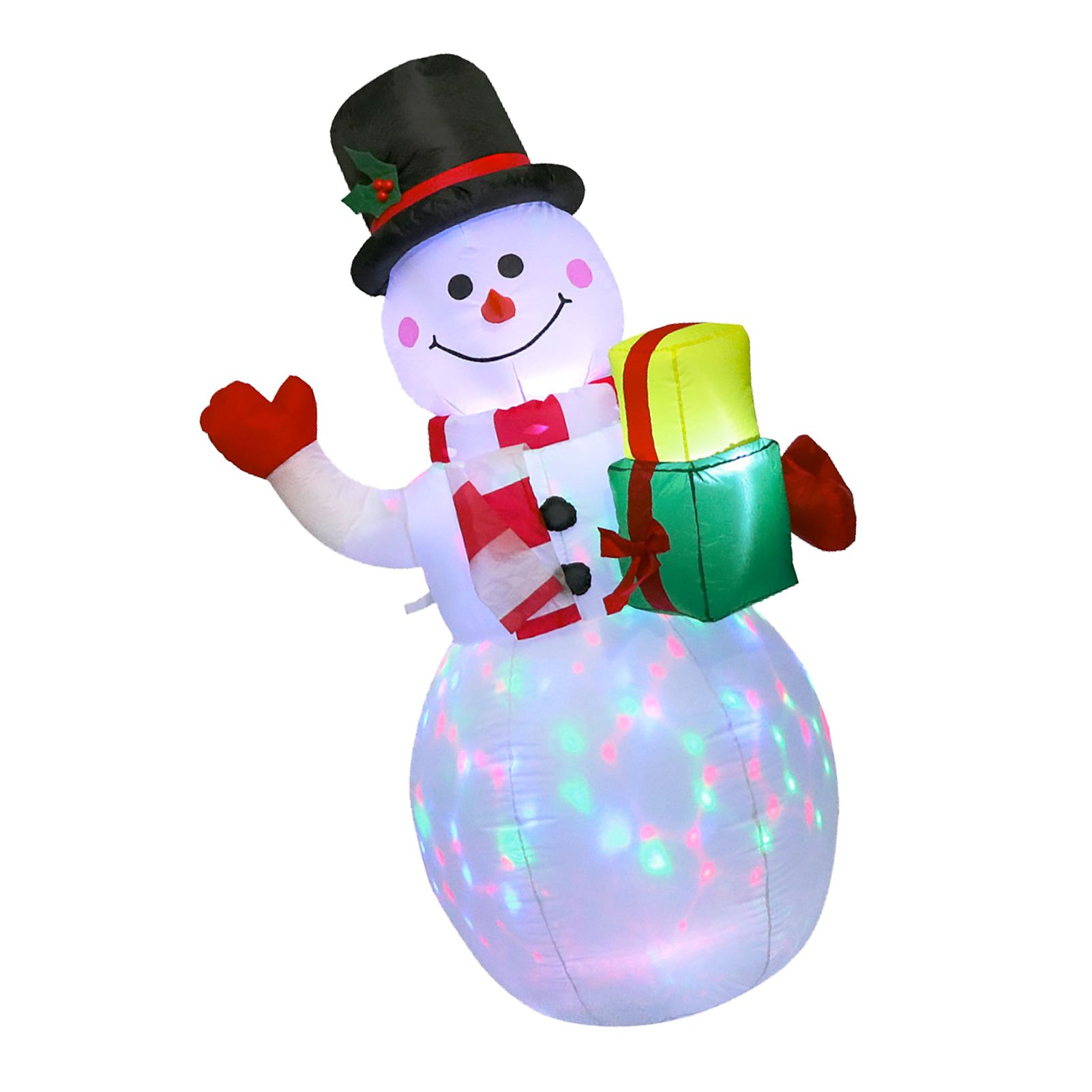 5FT Inflatable Snowman Decoration Blow Up Xmas Snowman with Colorful Lights view 4