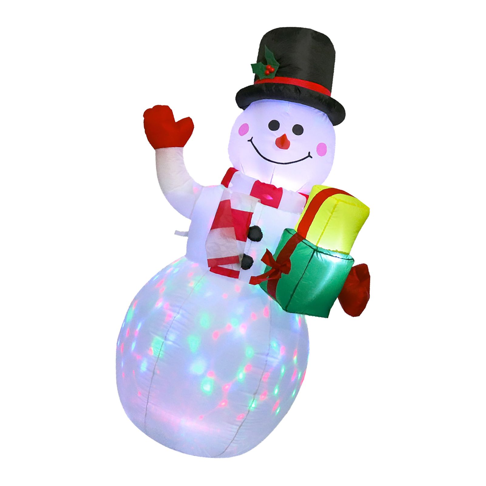 5FT Inflatable Snowman Decoration Blow Up Xmas Snowman with Colorful Lights view 6