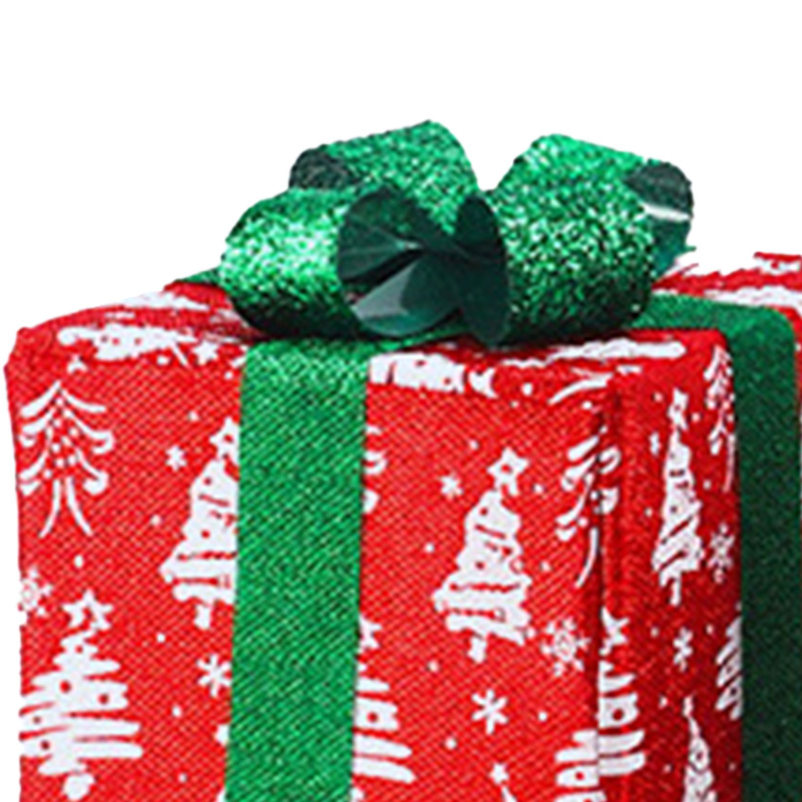 3PCS Xmas Lighted Gift Box Plastic Light Up Snowflake Present Box Xmas Tree view 7