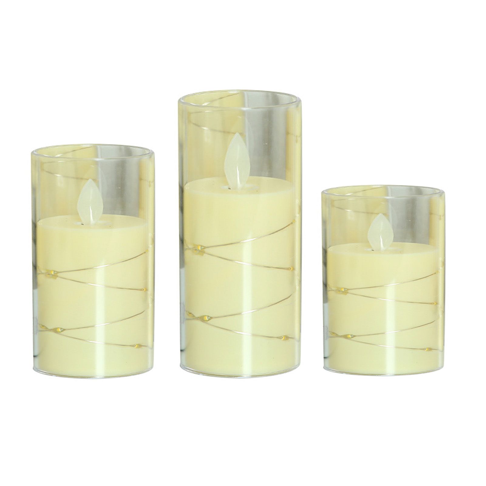 3Pcs Flameless Candle Acrylic Battery Operated Realistic LED Candle for view 8