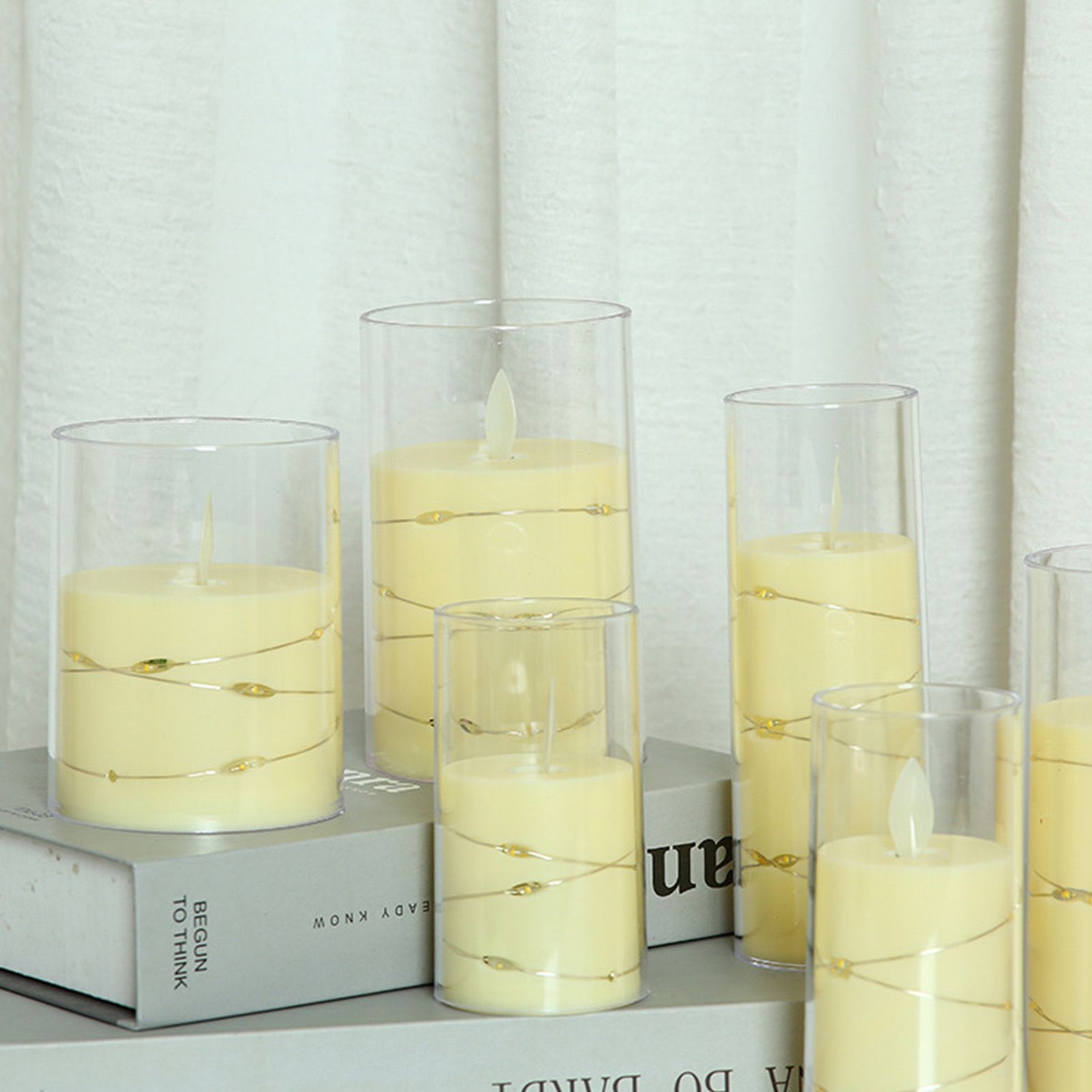 3Pcs Flameless Candle Acrylic Battery Operated Realistic LED Candle for view 9