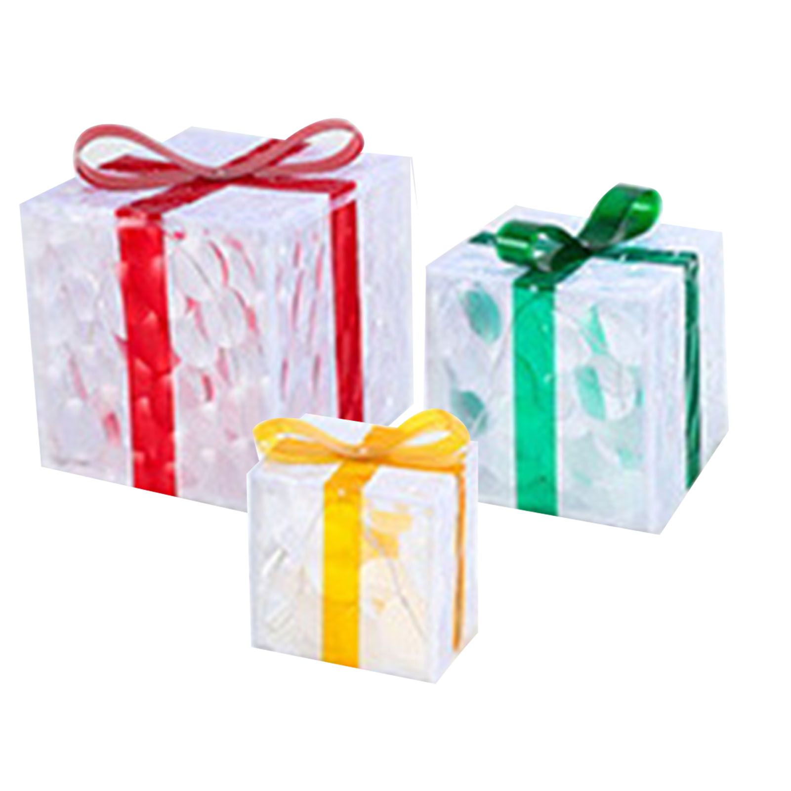 3 Pieces Clear Present Boxes with Light String Transparent Gifts Box Ornaments view 3