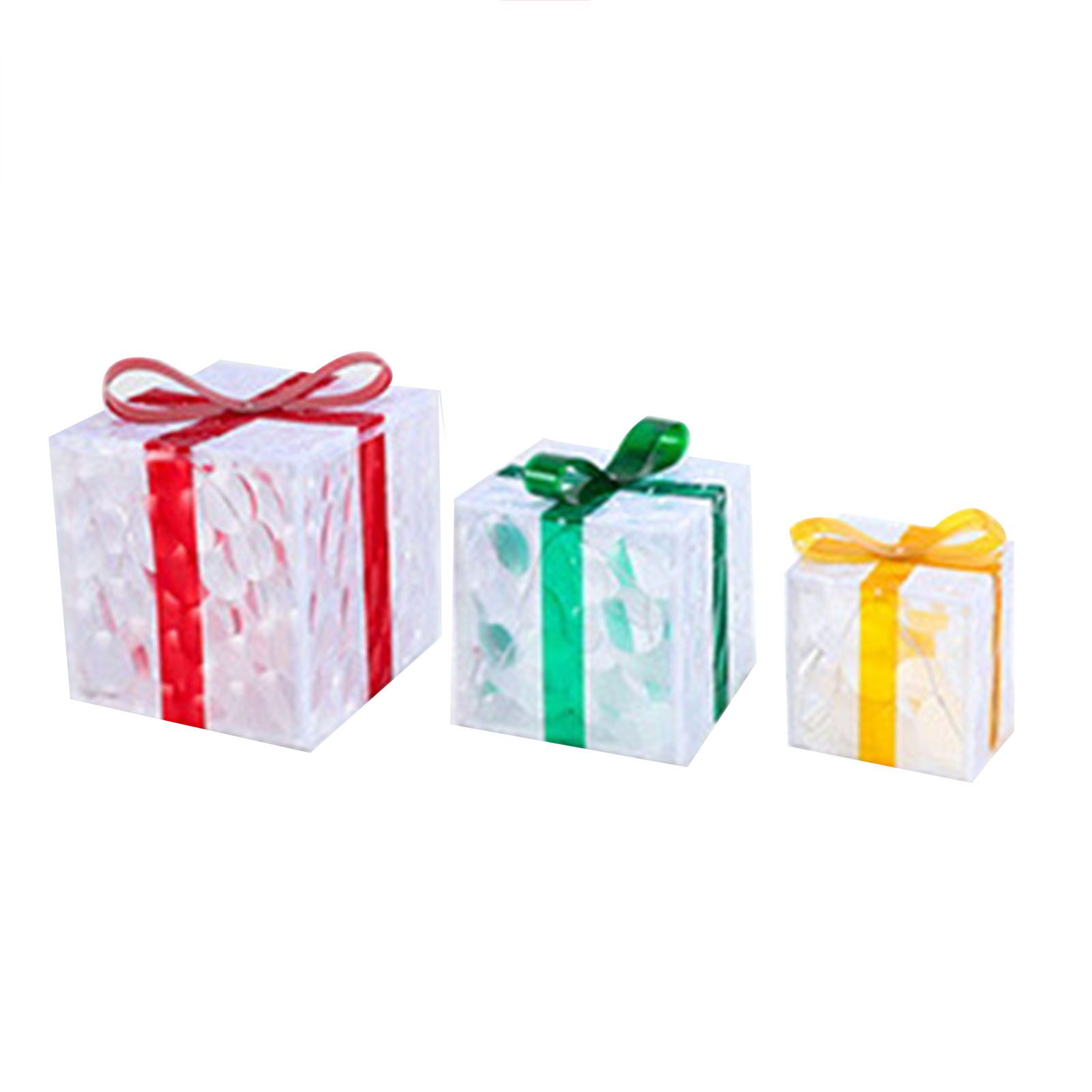 3 Pieces Clear Present Boxes with Light String Transparent Gifts Box Ornaments view 4