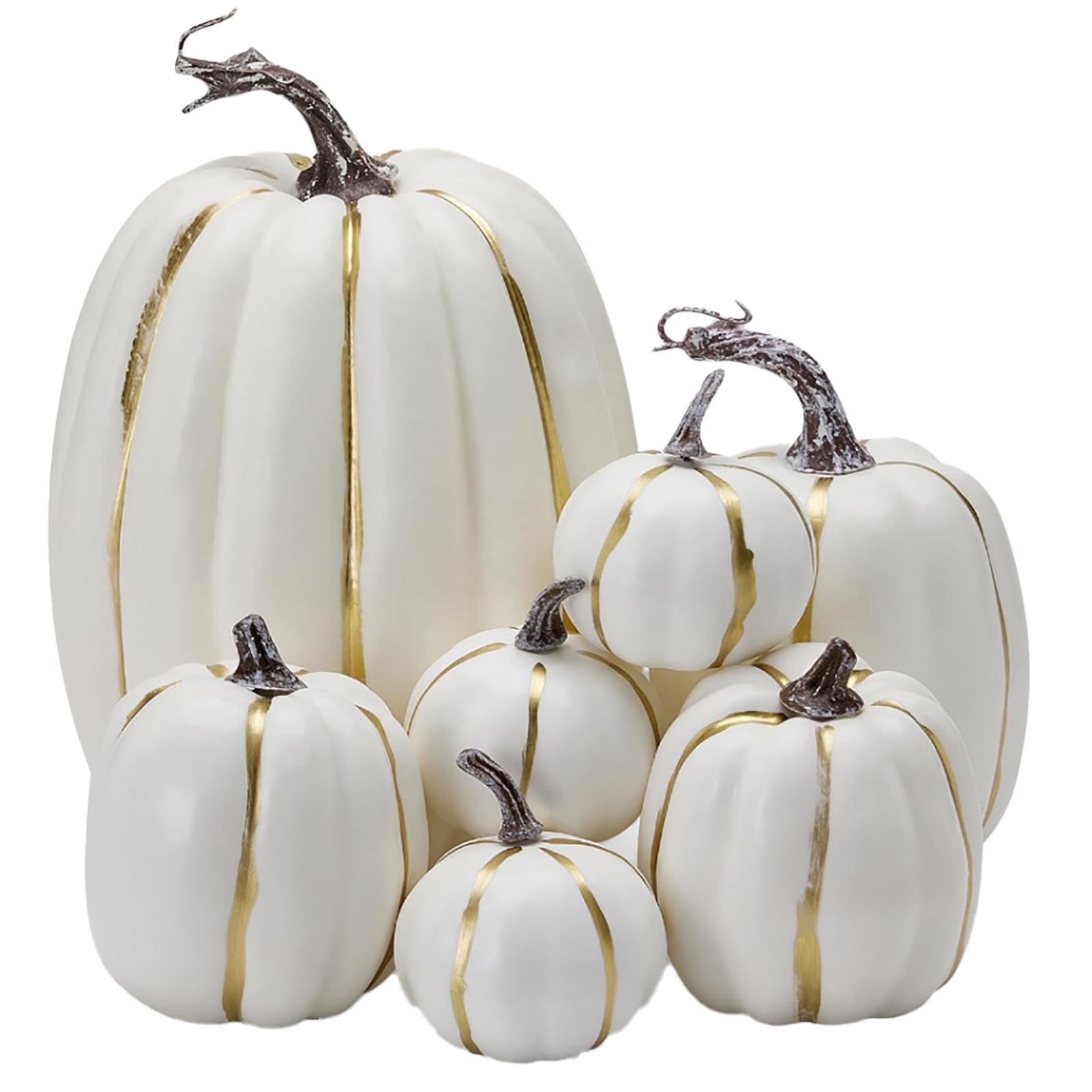 7PCS White Pumpkin Decoration Foam Pumpkin Props Decorative Artificial view 3