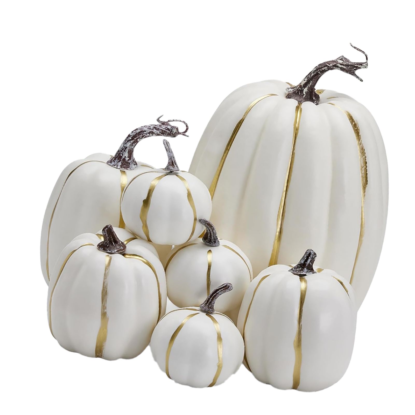 7PCS White Pumpkin Decoration Foam Pumpkin Props Decorative Artificial view 4