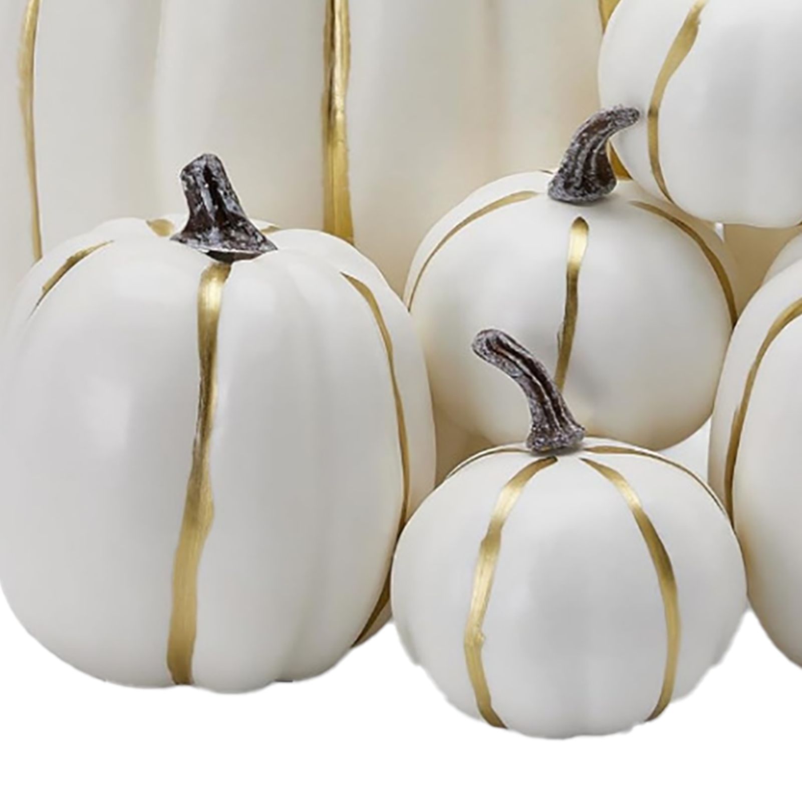 7PCS White Pumpkin Decoration Foam Pumpkin Props Decorative Artificial view 5