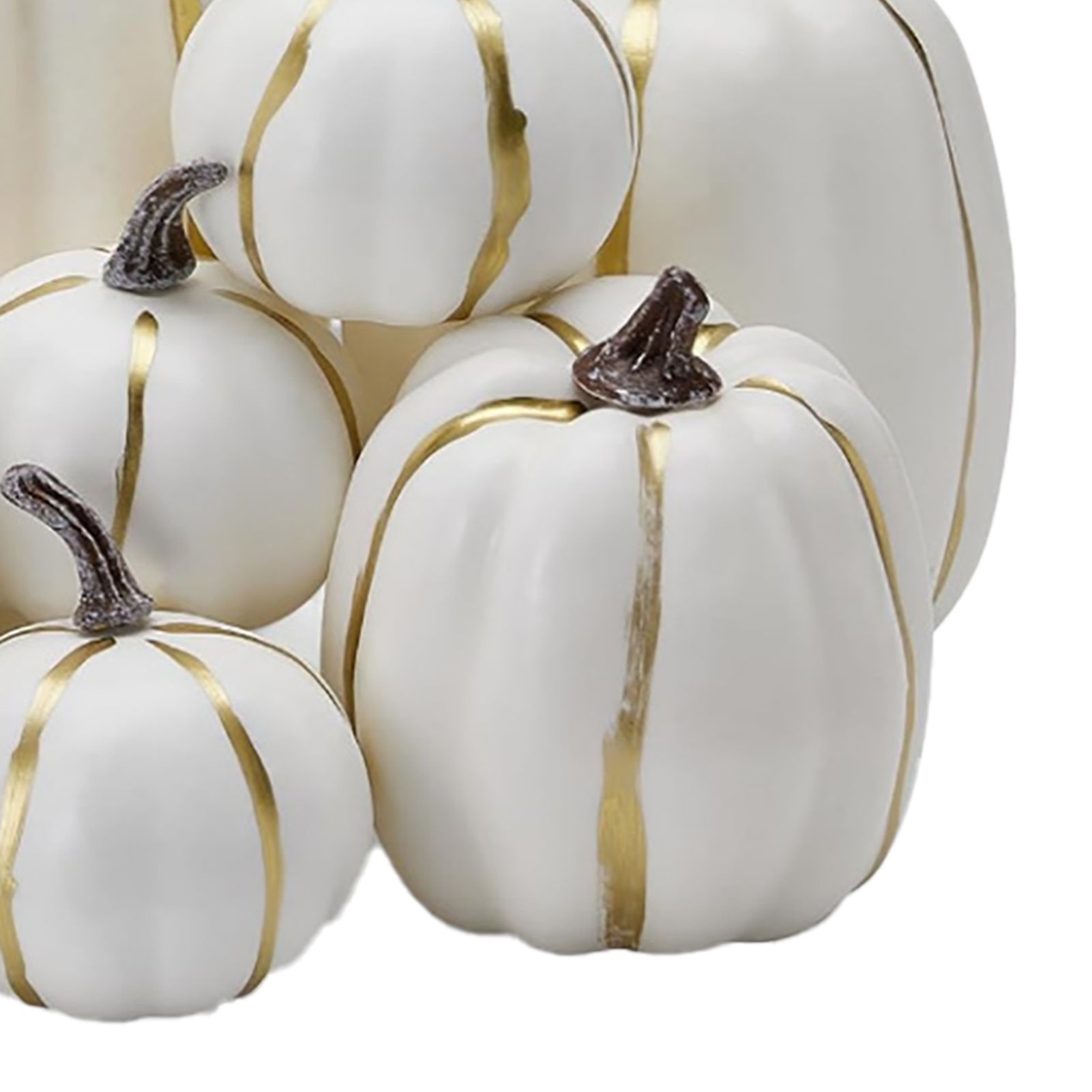 7PCS White Pumpkin Decoration Foam Pumpkin Props Decorative Artificial view 7