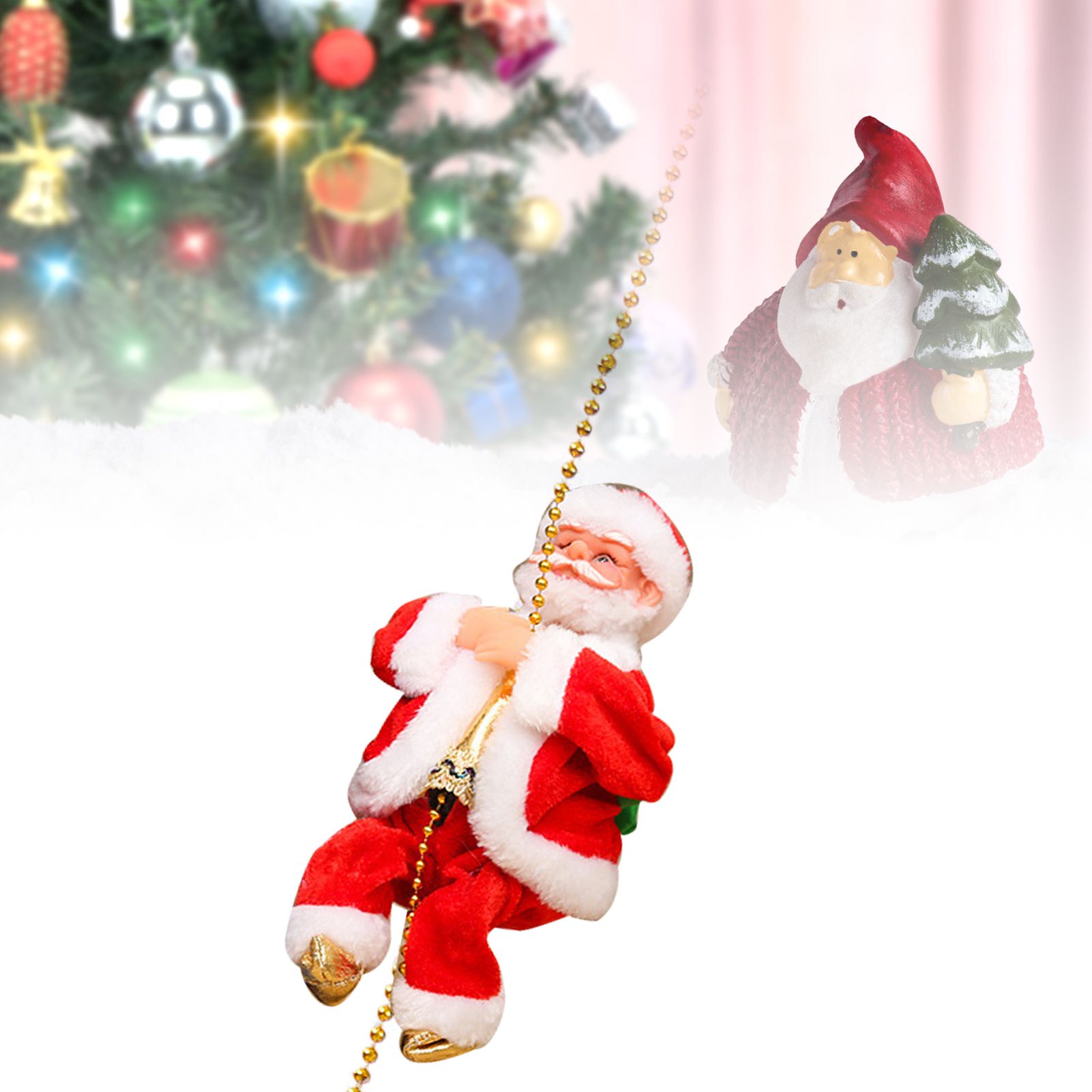 Electric Climbing Santa Ornament Climbs Up and Down Sing Dance Xmas Decoration view 9