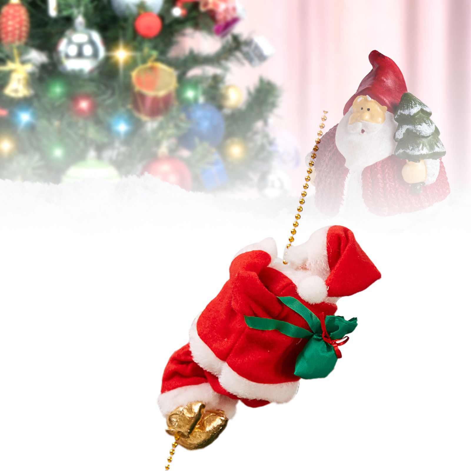 Electric Climbing Santa Ornament Climbs Up and Down Sing Dance Xmas Decoration view 9