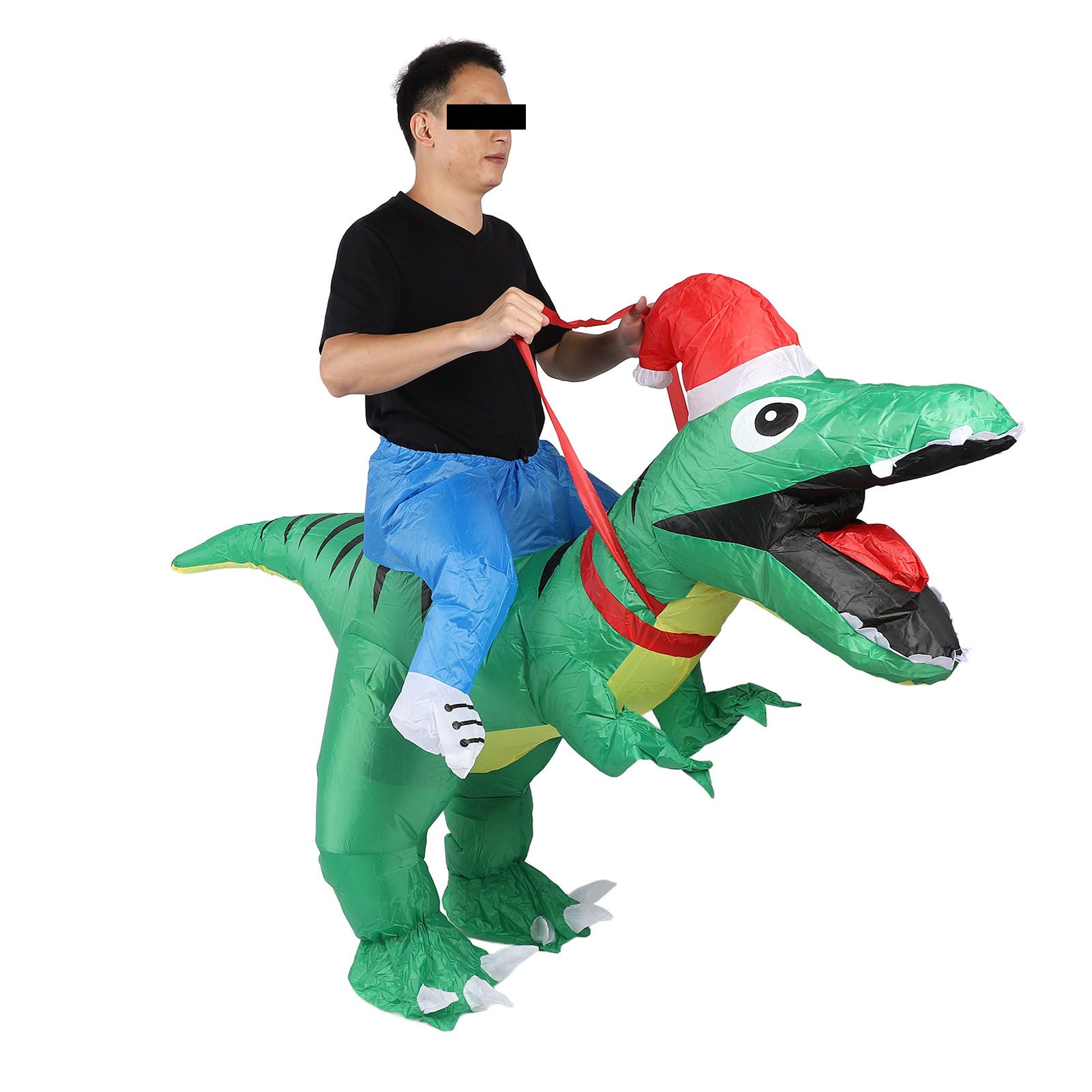 Xmas Riding Dinosaur Costume Xmas Cosplay Costume Funny Xmas Riding Dinosaur view 3