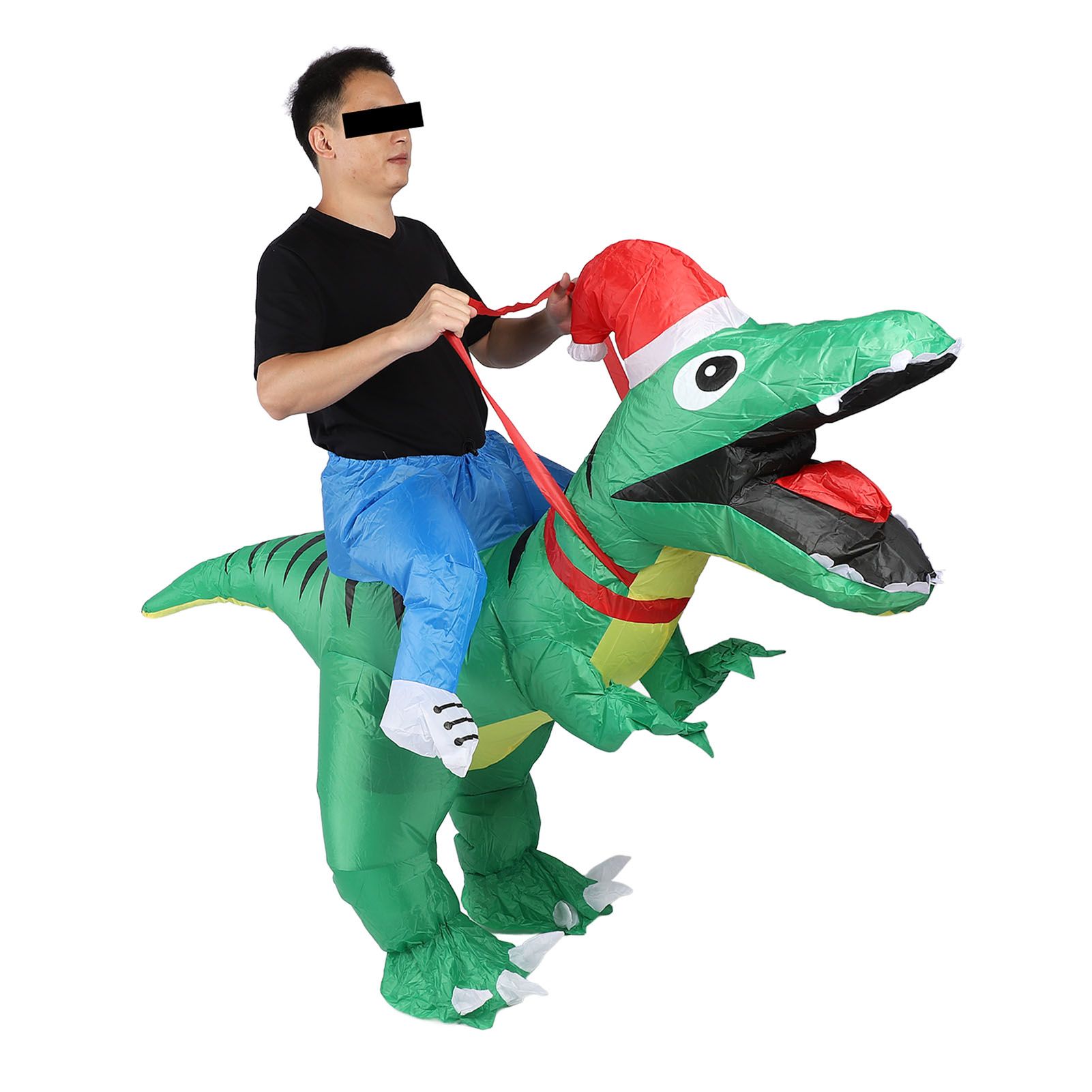 Xmas Riding Dinosaur Costume Xmas Cosplay Costume Funny Xmas Riding Dinosaur view 4