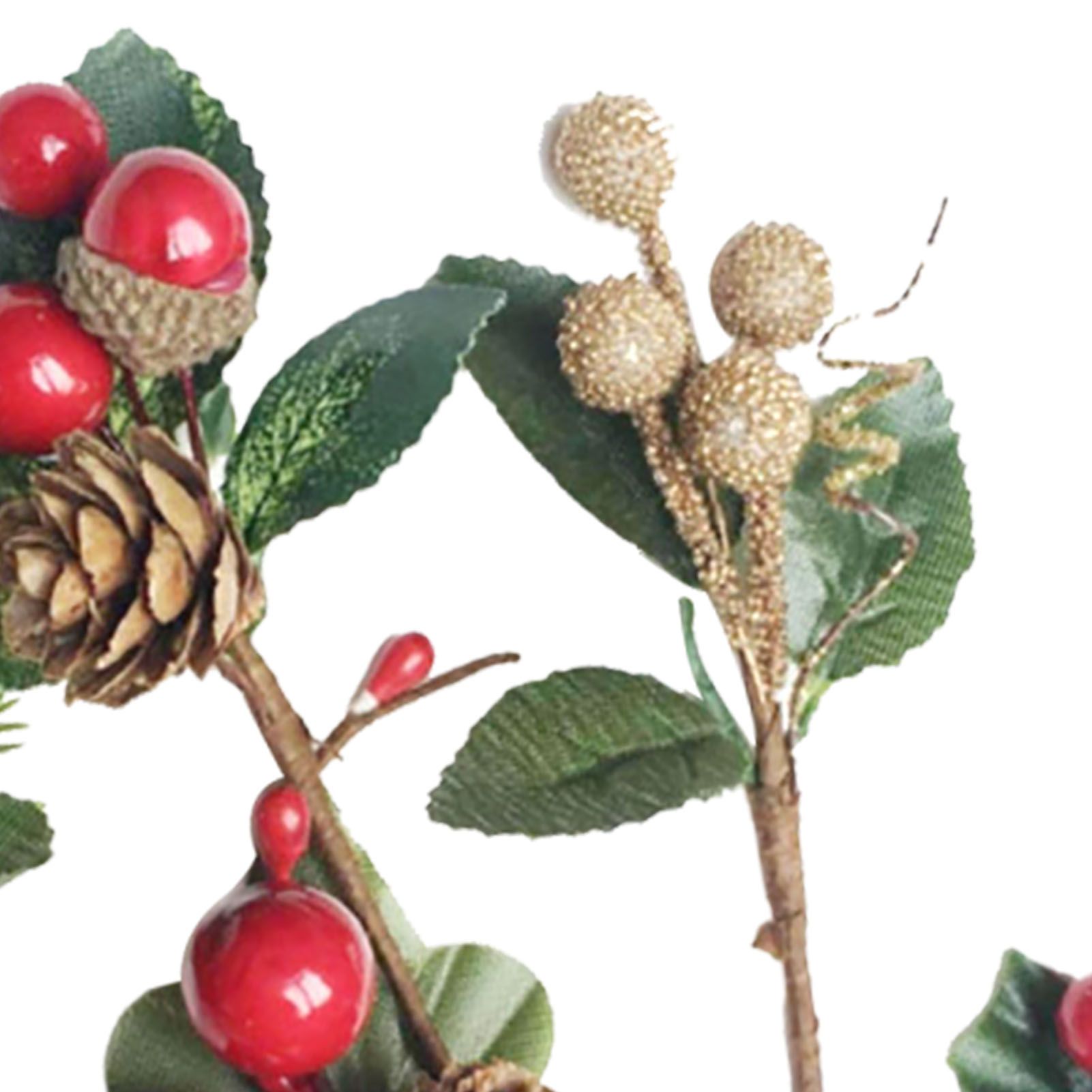 Artificial Flowers Red Berries Pine Cones for Gift Package Plastic Dried view 2