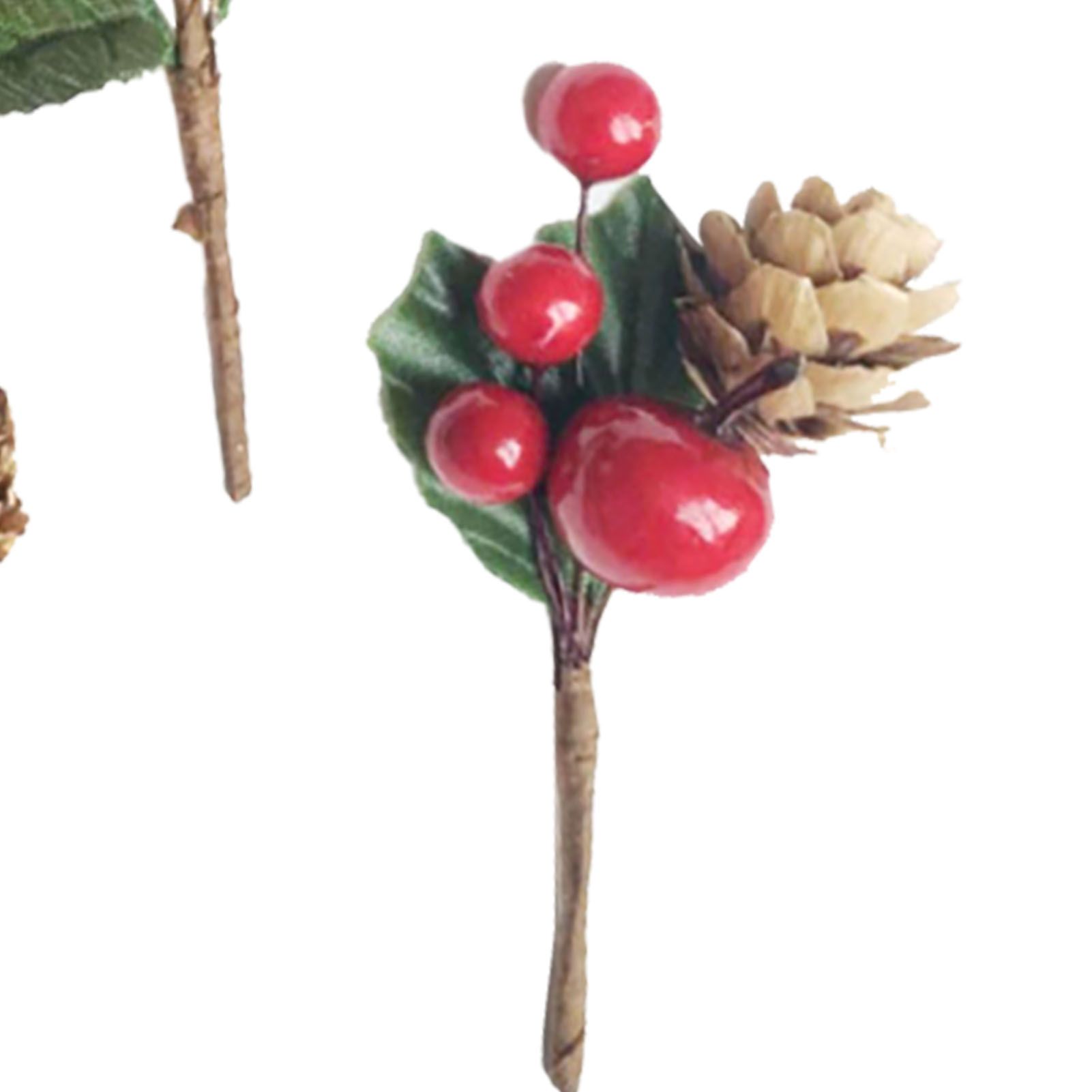 Artificial Flowers Red Berries Pine Cones for Gift Package Plastic Dried view 7