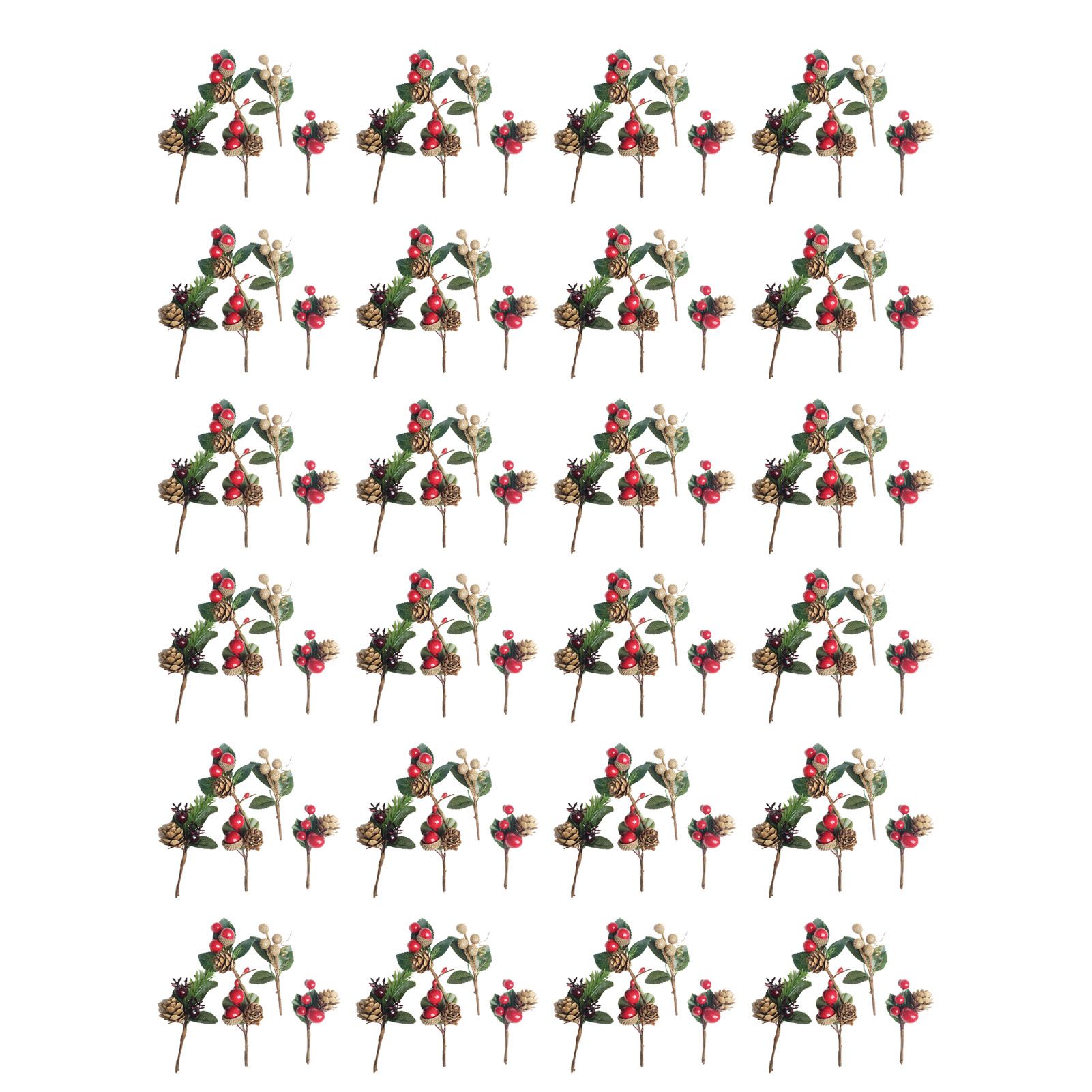 Artificial Flowers Red Berries Pine Cones for Gift Package Plastic Dried view 3