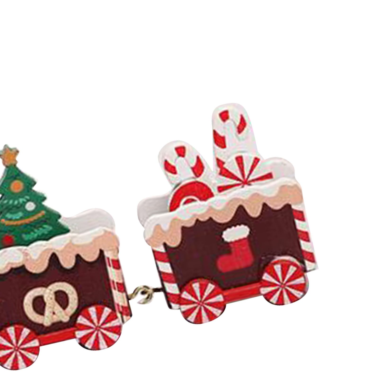 Xmas Train Ornament Cute Festive Wooden Train Window Desktop Decoration for view 2