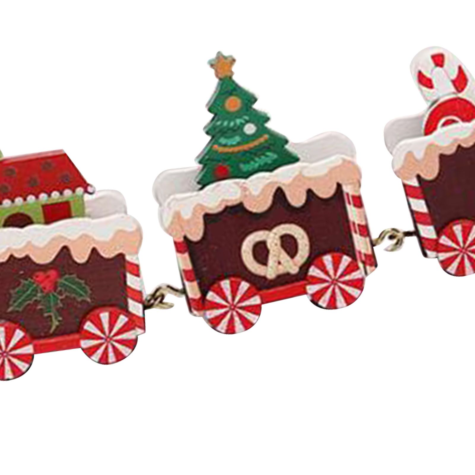Xmas Train Ornament Cute Festive Wooden Train Window Desktop Decoration for view 5