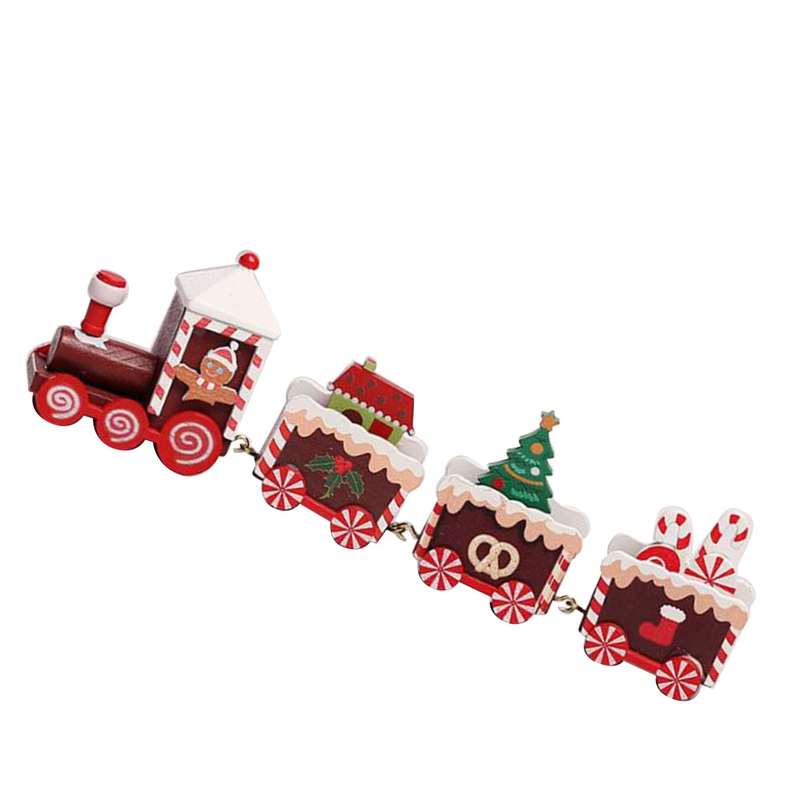 Xmas Train Ornament Cute Festive Wooden Train Window Desktop Decoration for view 6