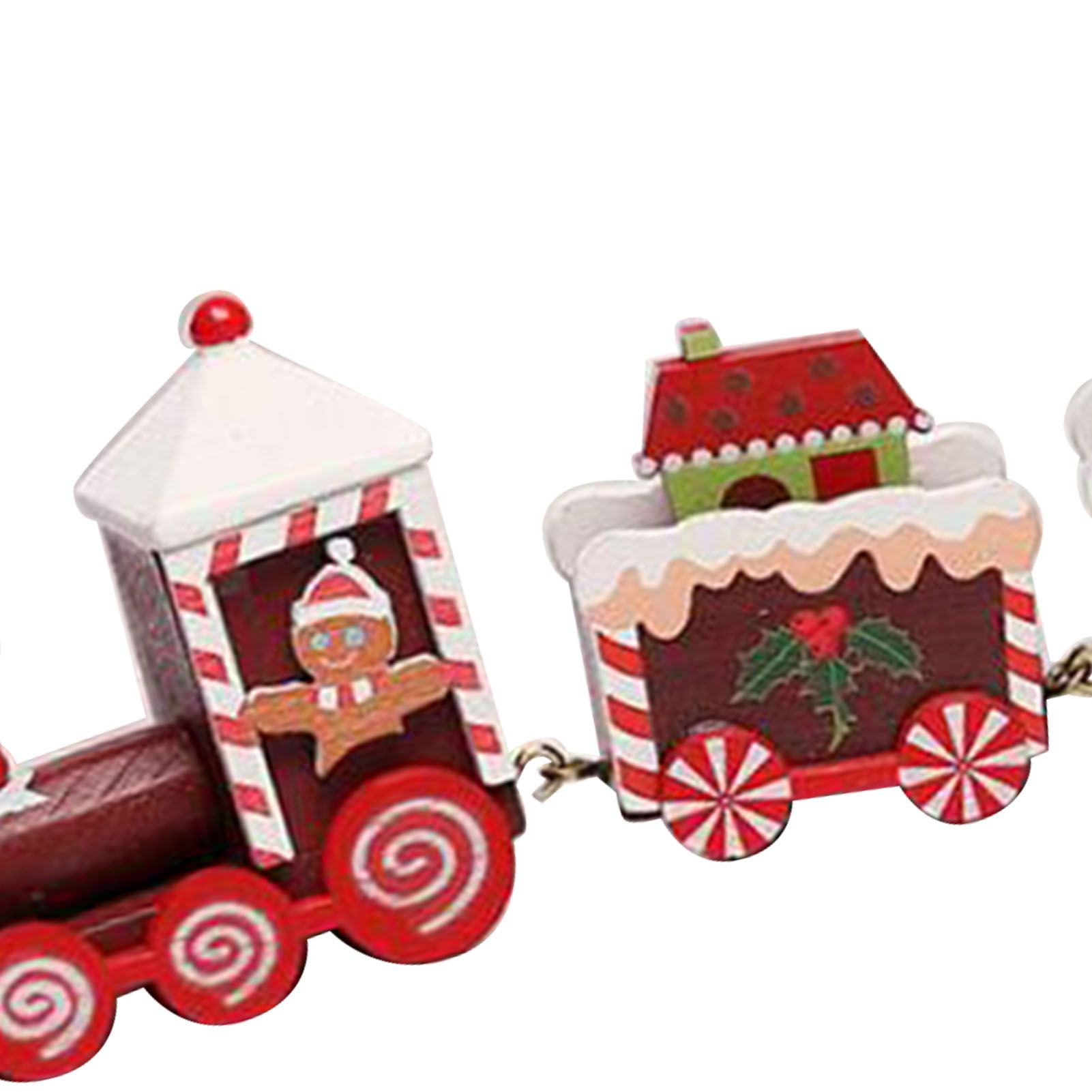 Xmas Train Ornament Cute Festive Wooden Train Window Desktop Decoration for view 7