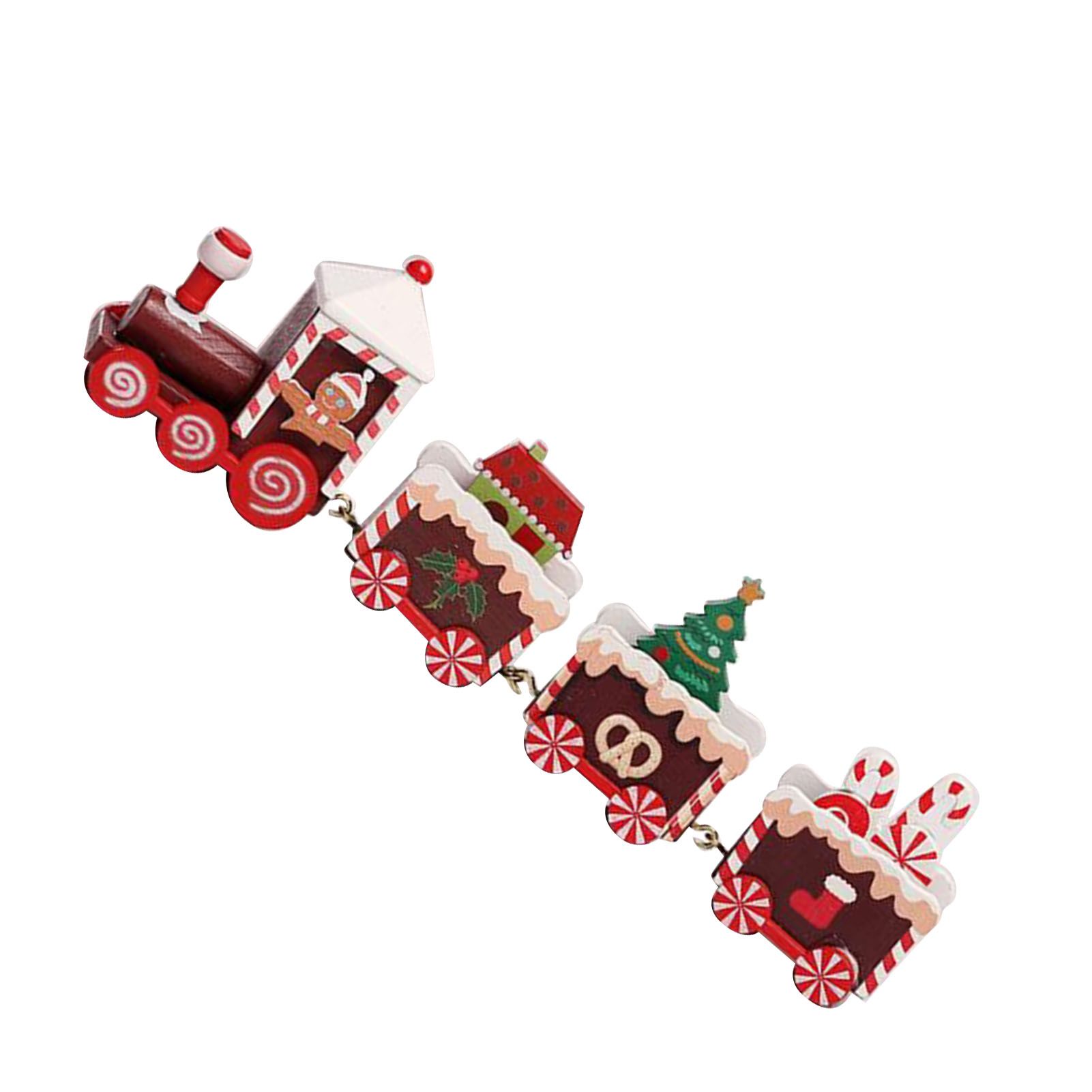 Xmas Train Ornament Cute Festive Wooden Train Window Desktop Decoration for view 8