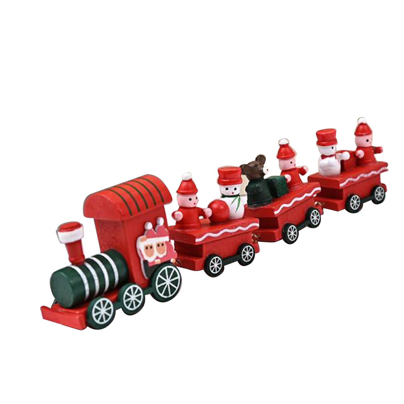 Xmas Train Ornament Cute Festive Wooden Train Window Desktop Decoration for — image 1