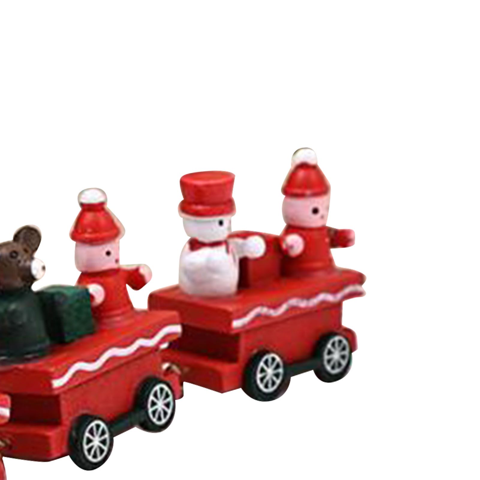 Xmas Train Ornament Cute Festive Wooden Train Window Desktop Decoration for view 2