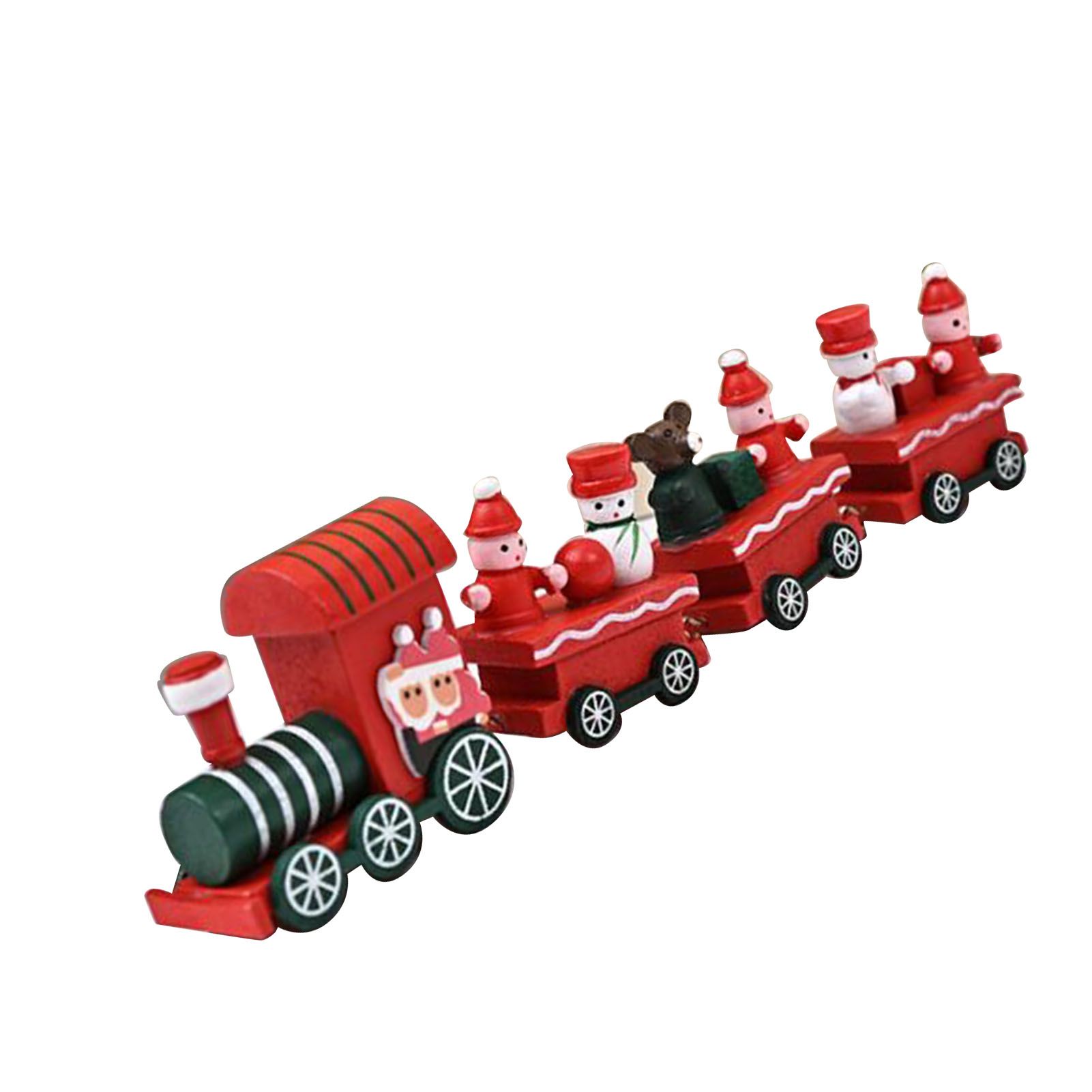 Xmas Train Ornament Cute Festive Wooden Train Window Desktop Decoration for view 4